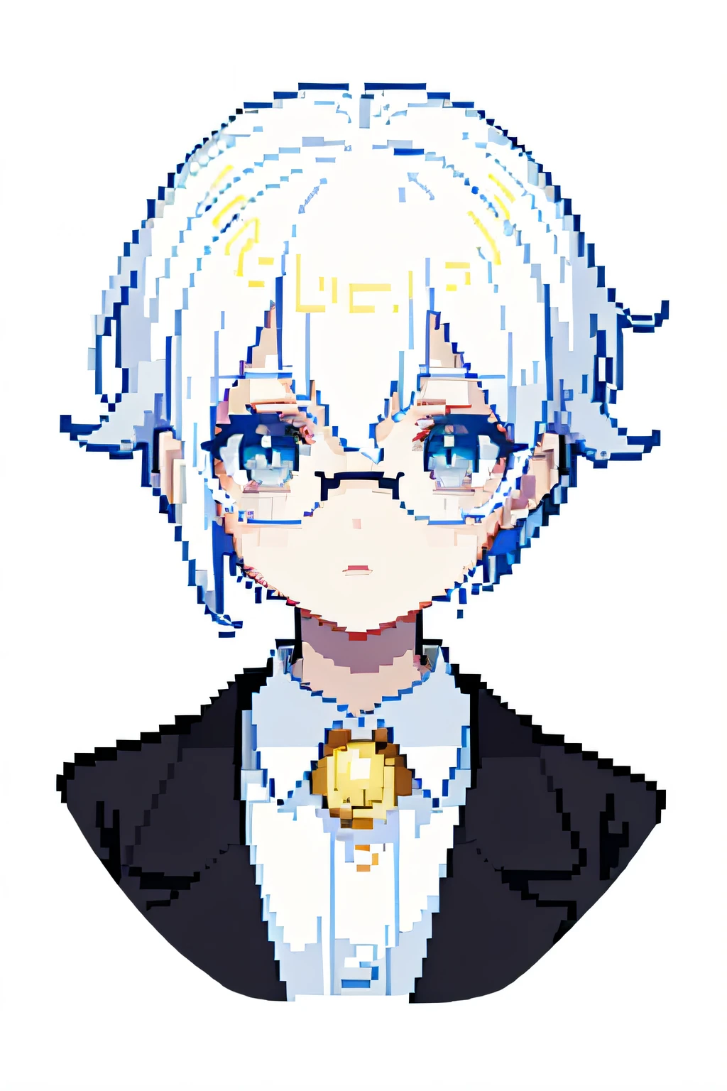 （tmasterpiece，top Quority，best qualtiy），pix，pixelart，1boys，Close-up of the head，white color hair，Lunette de soleil