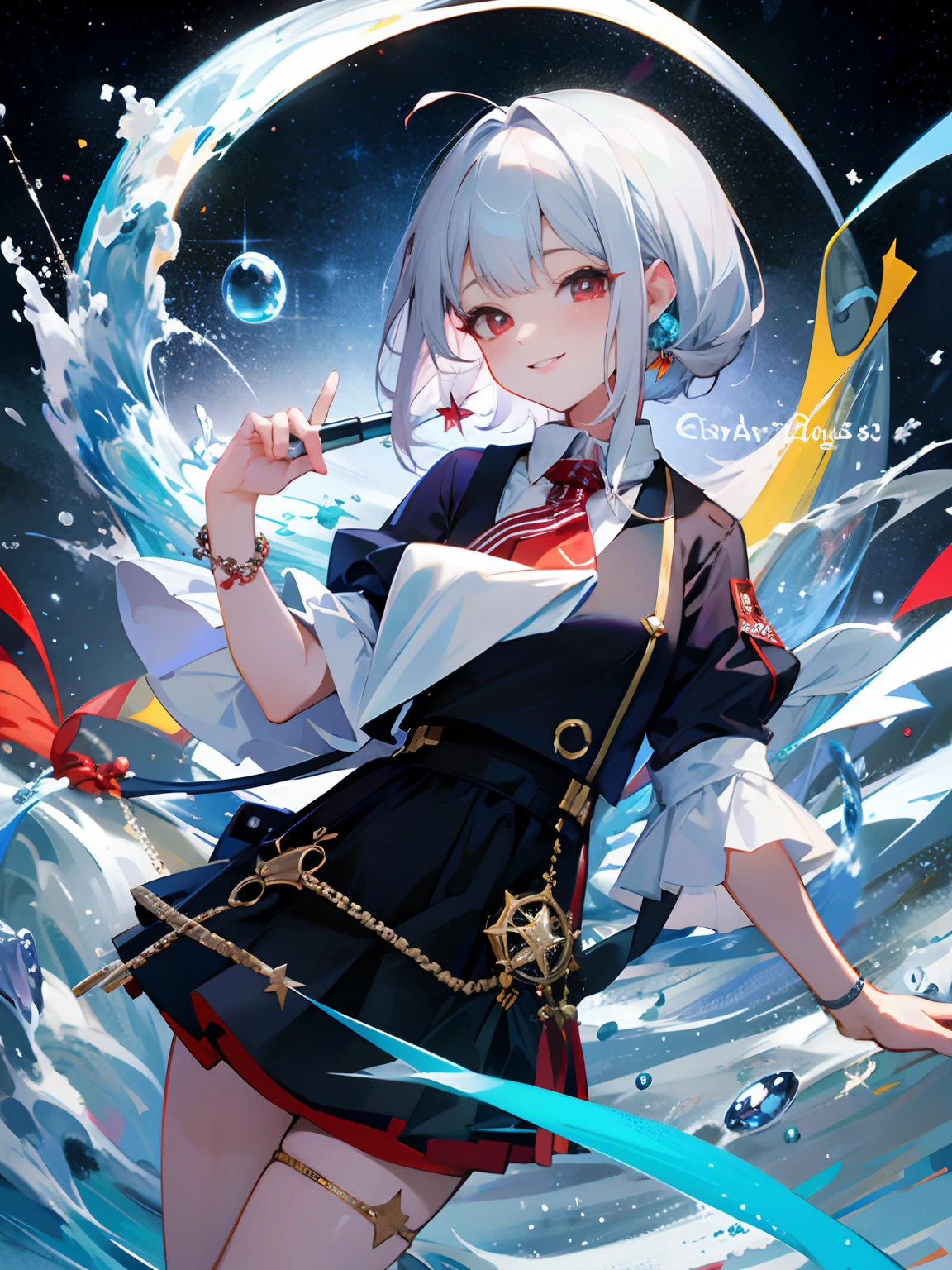 Sparkling eyes、a smile、Red eyes
