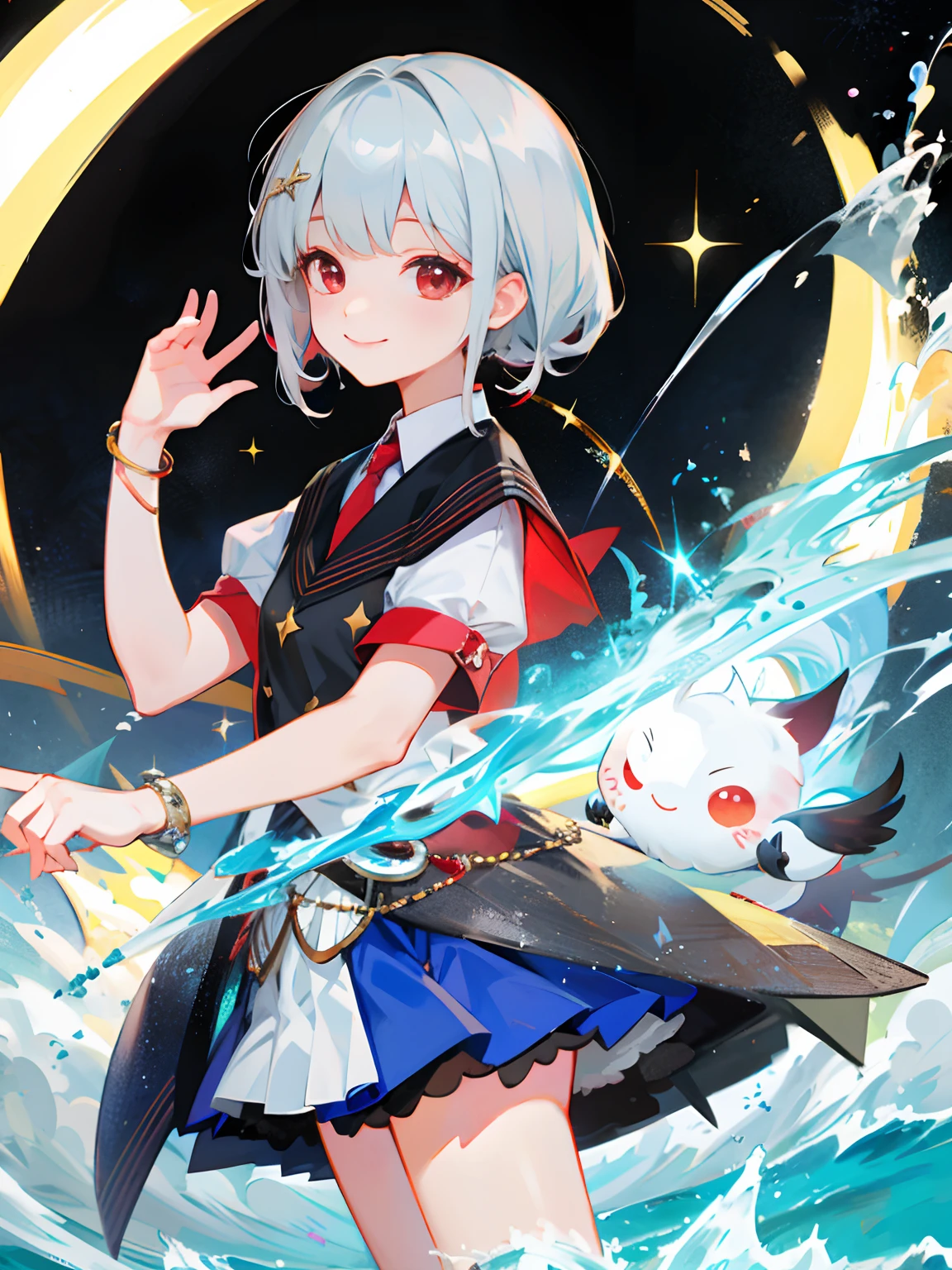 Sparkling eyes、mischievous smile、Red eyes