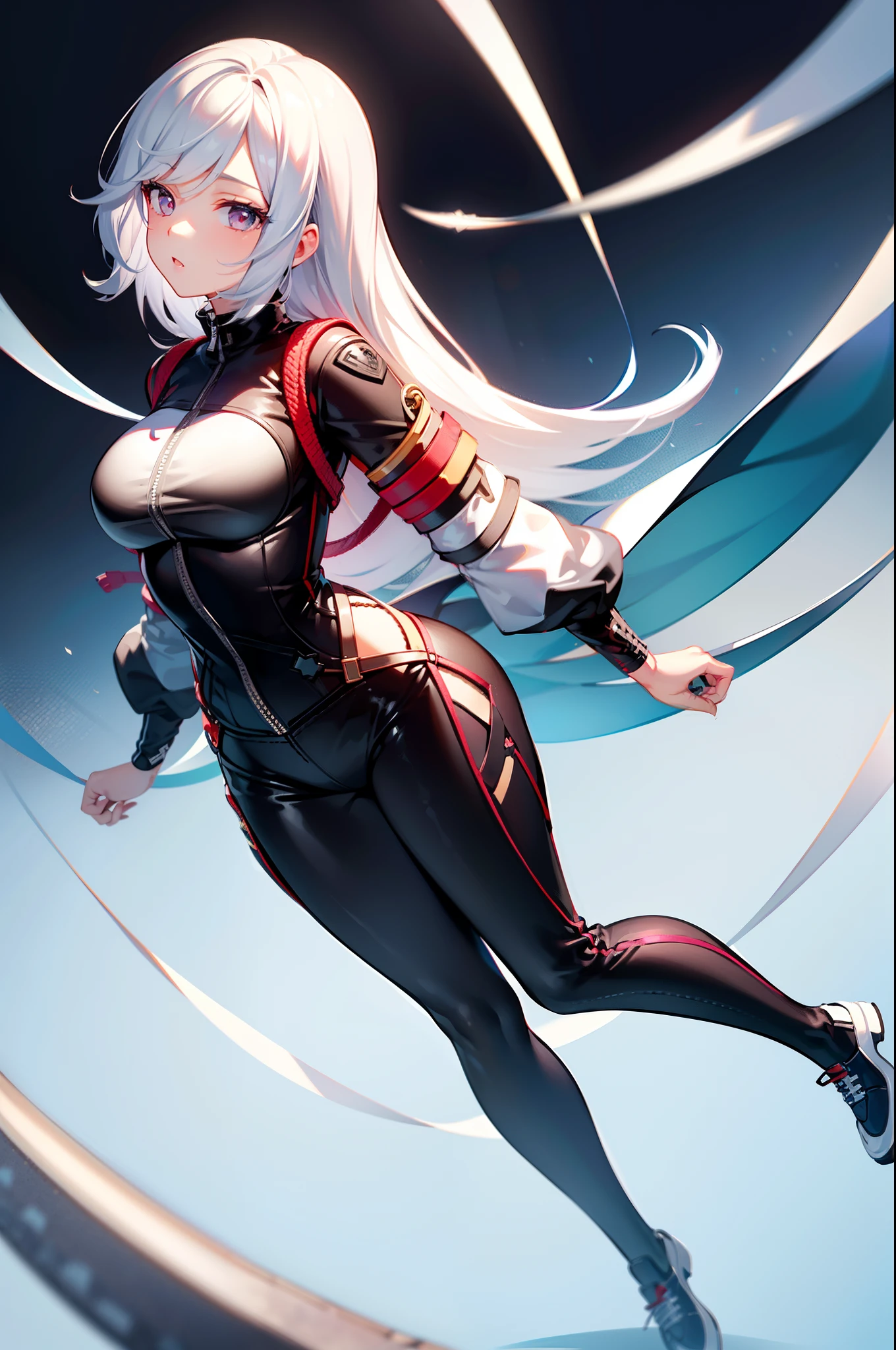 MKSKS style, (Very detailed background:1.0), (highly detailed back ground:1.0), 1girll, full_Body,, partly_unzipped, Masterpiece, Best quality, (1girll, Solo, Girl:1.2), serafuku,White hair