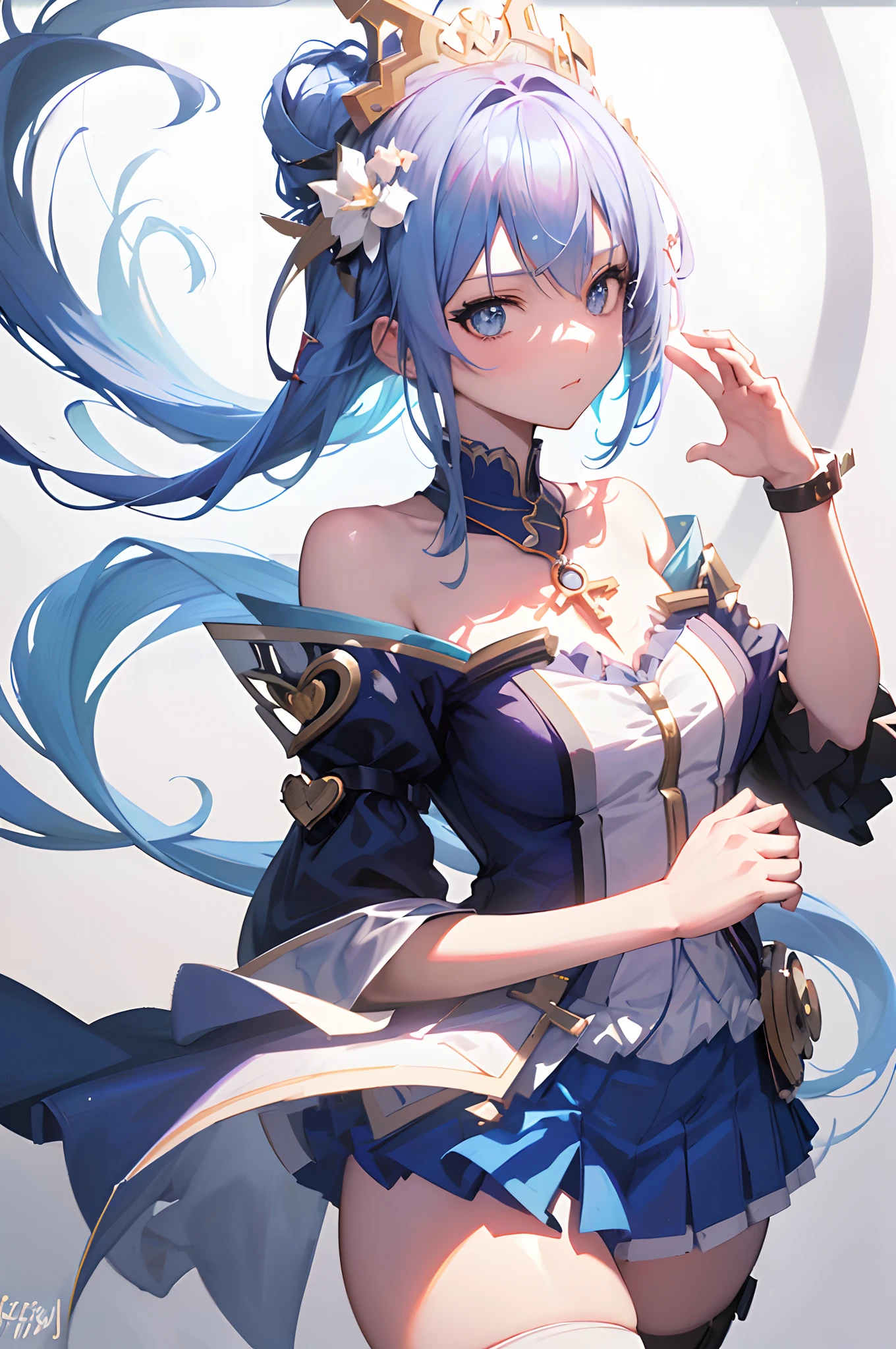 (Anime girl with blue hair and blue dress, Popular detailed digital anime art, Guvitz in Pisif Art Station anime art wallpaper 8K, 4K anime art wallpaper by Guweiz on ArtStation Pixiv, digital art on pixiv, Key detailed anime art)Coral Palace Heart Sea