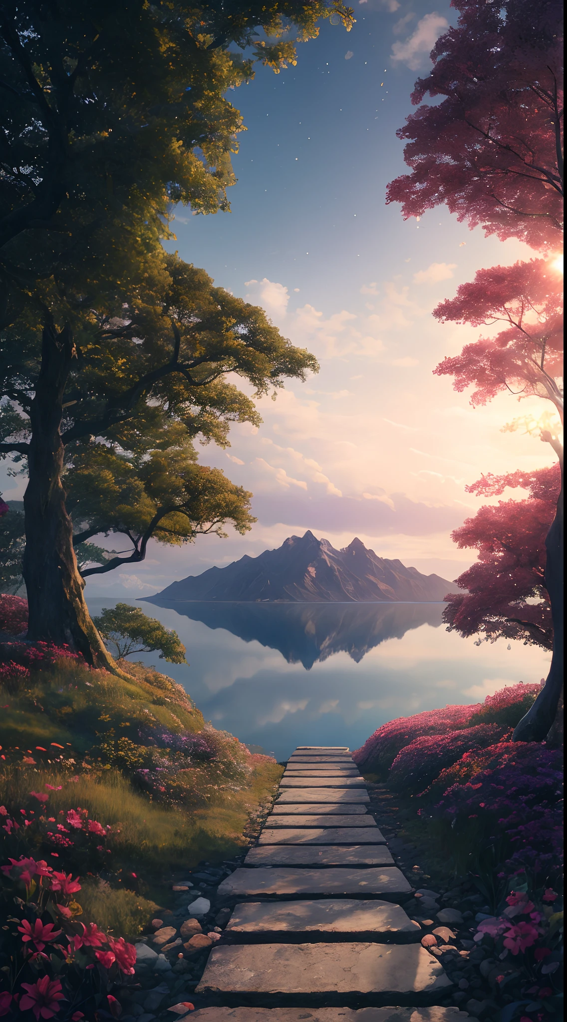 masterpiece, best quality, high quality, extremely detailed CG unity 8k wallpaper,landscape with Visual Weight ,A place with a very vast nature with big trees and lots of vegetation,fat,lovely,Lake Baikal,holly,PSX GRAPHICS,award winning photography, Bokeh, Depth of Field, HDR, bloom, Chromatic Aberration ,Photorealistic,extremely detailed, trending on artstation, trending on CGsociety, Intricate, High Detail, dramatic, art by midjourney