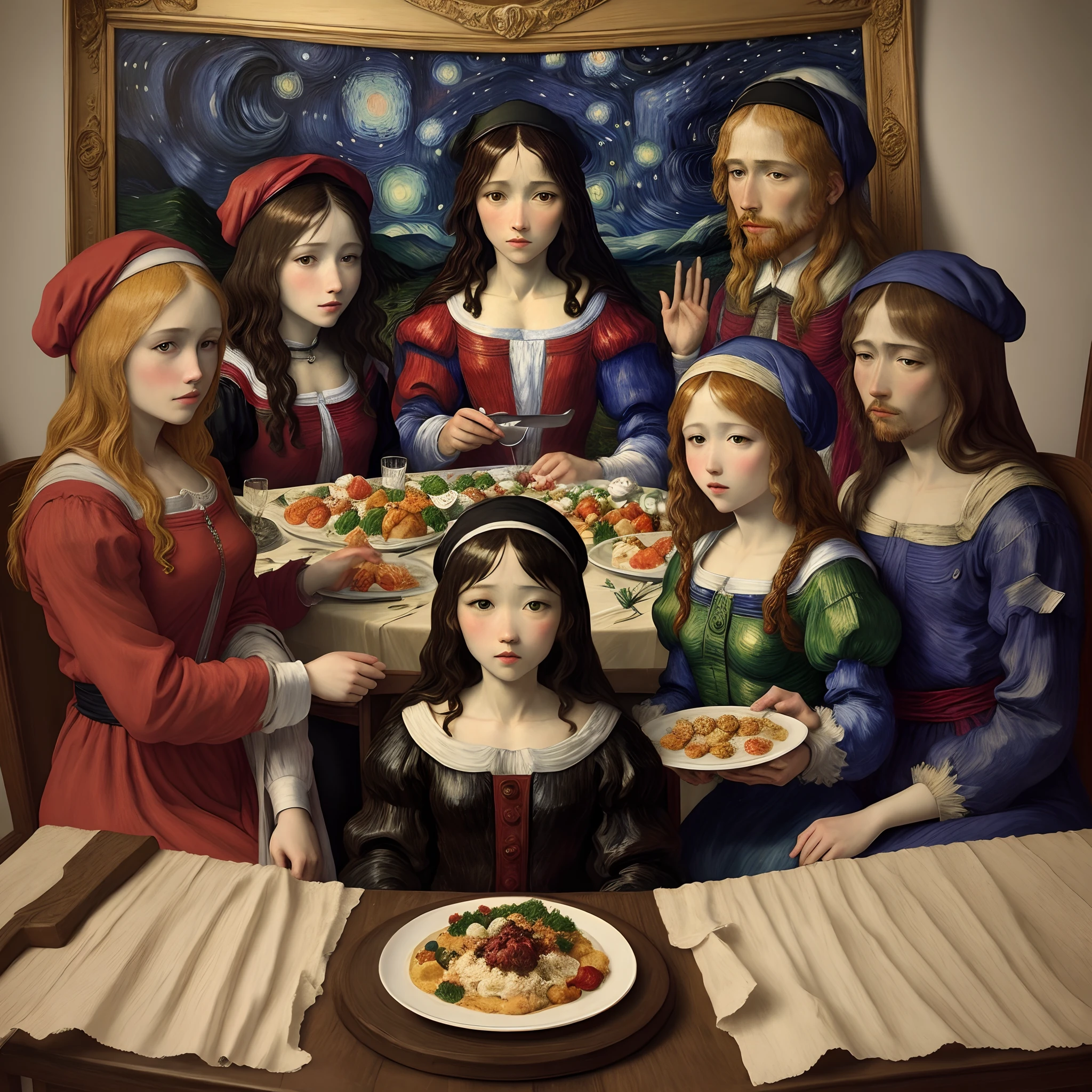 Combining Van Gogh's Starry Night painting with Da Vinci's Last Supper