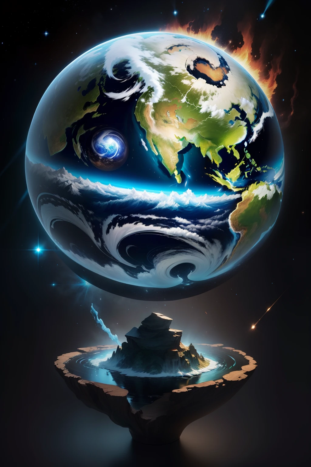 (((Masterpiece))), best quality, illustration, earth, water, fire, wind, space, paper_cut,
