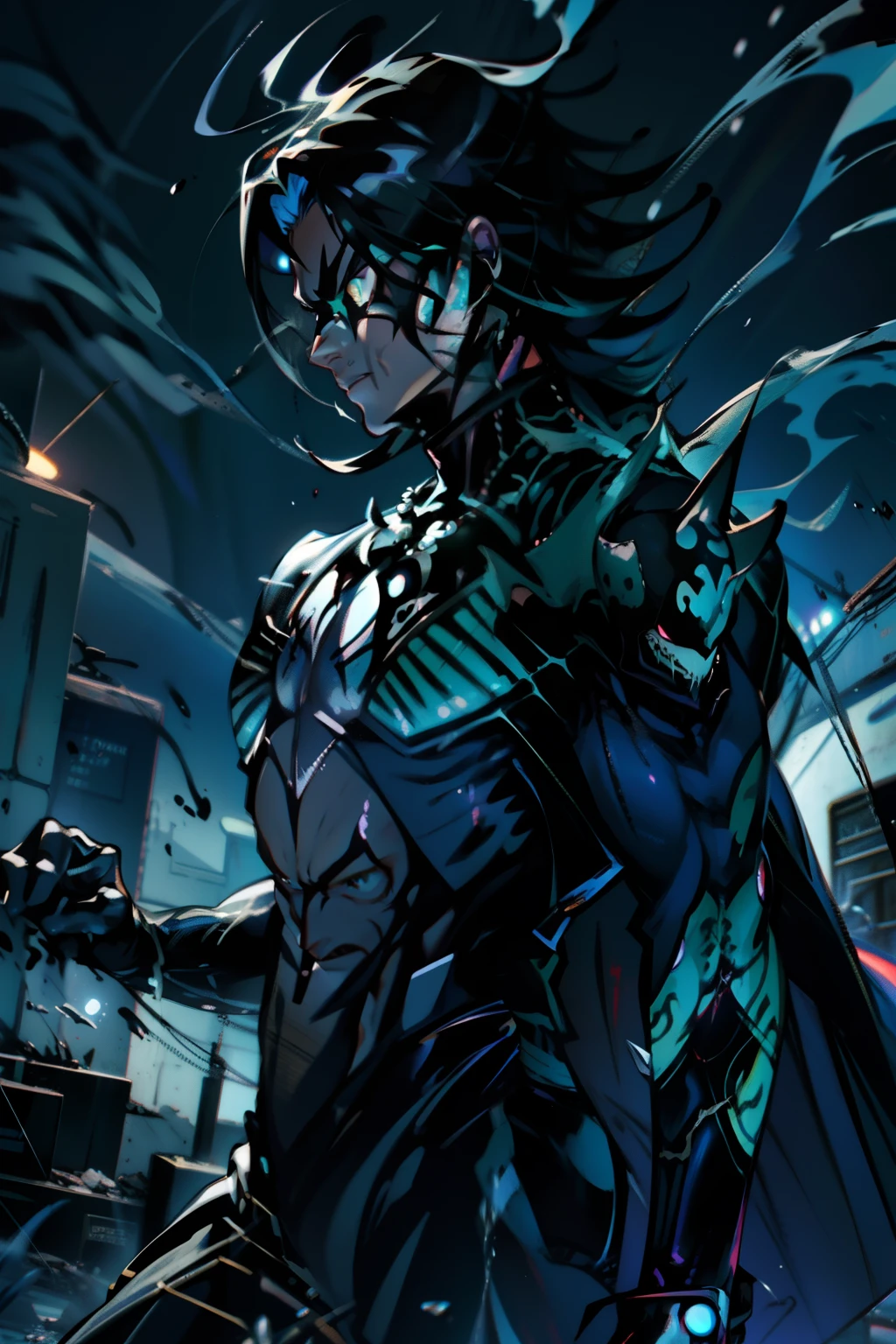《the original god》Arataki Kazuto , male people, chest muscle, Sexy , Venom symbiote for your body, Black mucus of the body , into venom, venomize,Black bodysuit,(Cloak),Red cape,Abs,(Adult male)((Venom possession,venom symbiote)),over-Tortoise Man,Battle damage,((Masterpiece)), ((Best quality)), Ultra detailed,((illustration)), Dynamic Angle, Detailed light, (Delicate eyes), Floating, 1boy, Male focus, Head, Clothing, Yellow eyes, necklace, tattoo, (Forehead:0.8), (ahoge:0.8), jewelry, brunette color hair,apathy,Ray, chest muscle, Sexy , Venom symbiote for your body, Black mucus of the body , (into venom), Venom,frontage,Bust photo,White tight-fitting top,spiderman outfit,style of anime4 K, 4K anime wallpaper, Badass anime 8 K, 4 k comic wallpaper, young anime man, Anime boys, Anime wallpapers 4 k, Anime wallpaper 4K, High quality anime art style, Anime moe art style, Anime art wallpaper 8 K, Anime art wallpaper 4 K, RGB lighting,