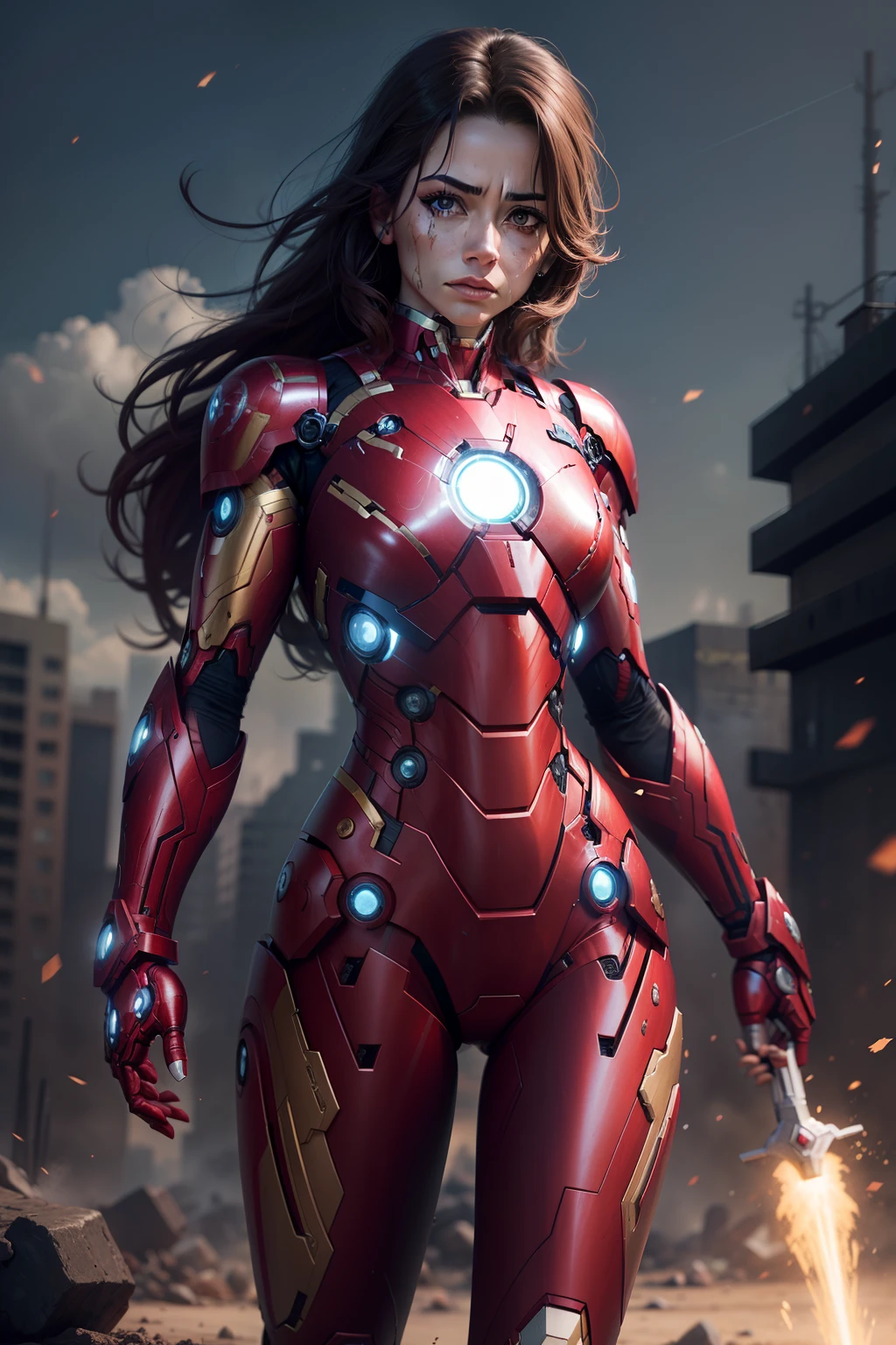 Female Iron Man,Battle damage,