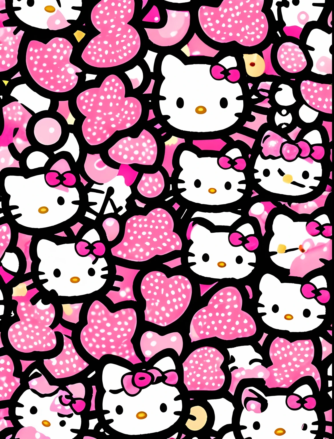 a close up of a hello kitty , hello kitty, sanrio, kitty, けもの, awwwww, ❤🔥🍄🌪, Middle metaverse, hello, cartoonish cute, image, (pink colors), kawaii cat, aww, grainy, kawaii