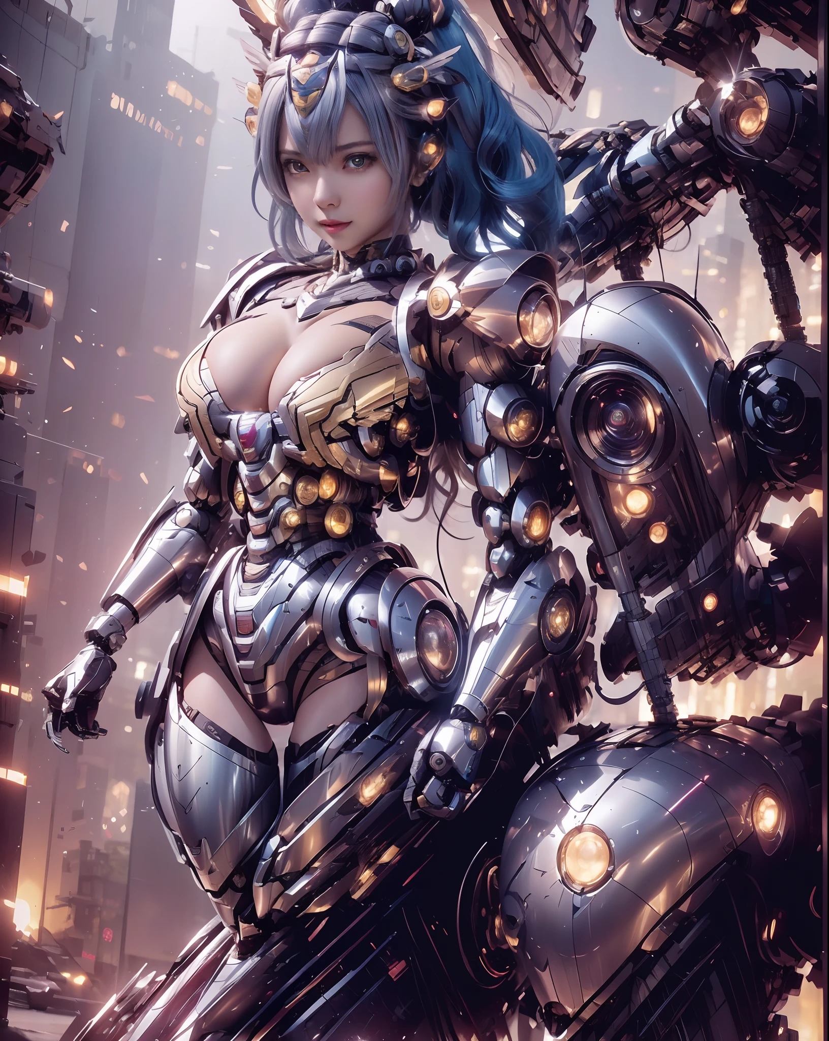 NSFW,(masutepiece, Best Quality, Raw photo), Solo, One Japan Idol, (Detailed skin), Shiny skin, Detailed face, (Detailed eyes), Shining eyes, Glossy lips,(look at viewr:1.5), (Large breasts:1.0), (cleavage of the breast:1.5), (Clear perineal shape:1.5), Smile affectionately, (Photos of her from head to knee), cinematic shadow:, (Highly detailed background), Combat with giant space battleships:2.0
Woman in blue and black costume holding sword:1.5, (mechanized valkyrie girl:1.5), as a mystical valkyrie, mystical atlantean valkyrie, Girl in Mecha Cyber Armor:1.5, mystical valkyrie, by Yang J, 2. 5 d cgi anime fantasy artwork, cgsociety and fenghua zhong, angel knight girl, beautiful cyborg angel girl:2.0, chengwei pan on artstation