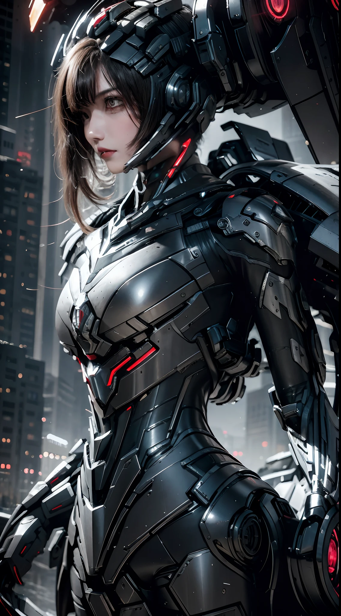 1 girl, WARFRAME, intricate pattern, heavy metal, energy lines, faceless, glowing eyes, elegant, intense, blood red and black uniform, solo, modern, city, streets, dark clouds, thunderstorm, heavy rain,
dramatic lighting,
(masterpiece:1.2), best quality, high resolution, beautiful detailed, extremely detailed, perfect lighting,