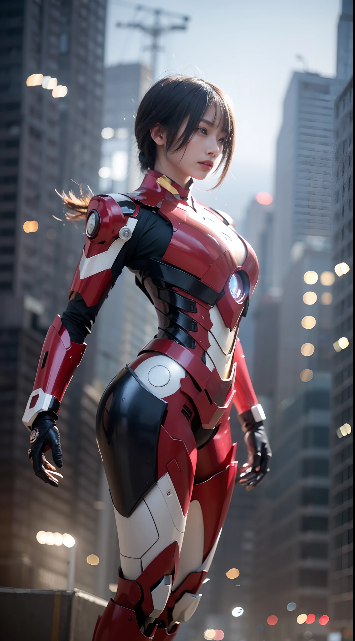 (1girl:1.3), solo,__body-parts__, official art, unity 8k wallpaper, ultra detailed, beautiful and aesthetic, beautiful, masterpiece, best quality, RAW, masterpiece, super fine photo,, best quality, super high Resolution, photorealistic, sunlight, full body portrait, stunningly beautiful,, dynamic pose, delicate face, vibrant eyes, (side view), she is wearing a futuristic Iron Man mech, red and gold, Highly detailed abandoned warehouse background, detailed face, detailed complex busy background, messy, gorgeous, milky, high detailed skin, realistic skin details, visible pores, sharp focus, volumetric fog, 8k uhd, dslr camera, High quality, film grain, fair skin, photorealism, lomography, sprawling metropolis in a futuristic dystopia, view from below, translucent