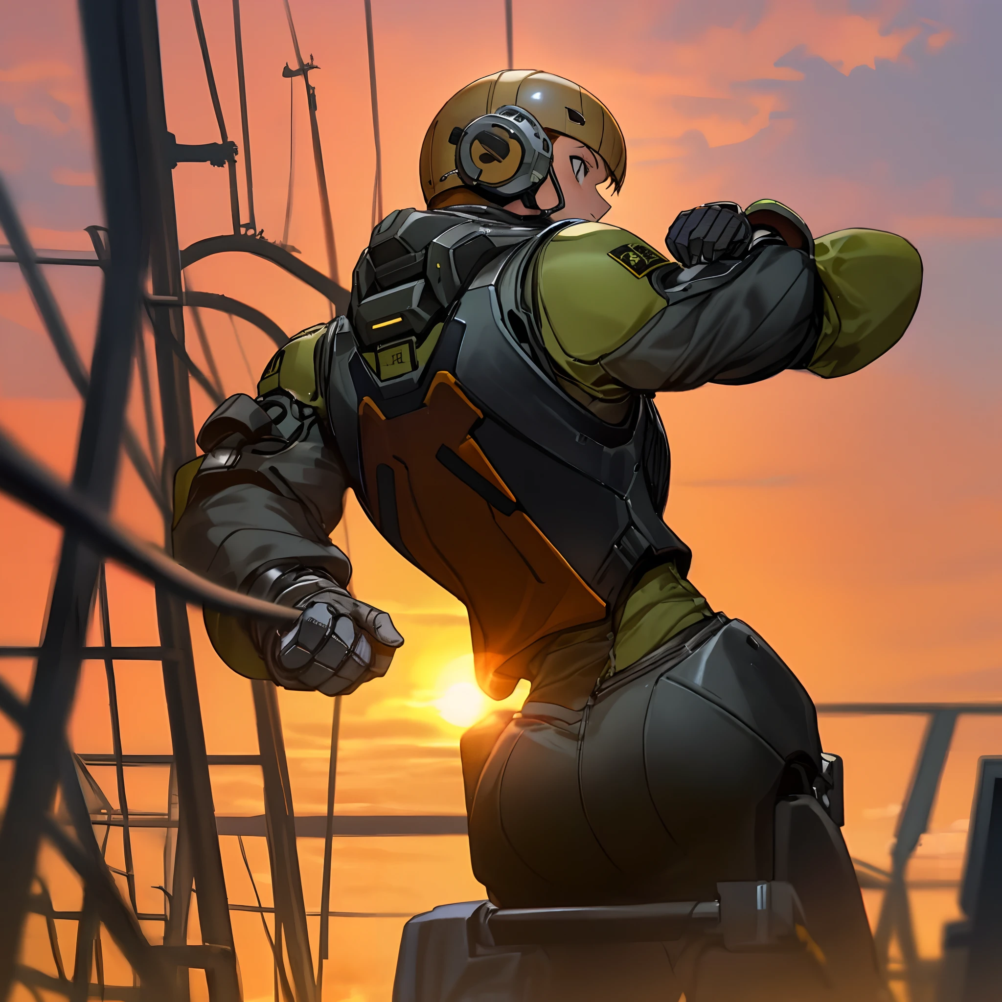 Back-up jumper at sunset