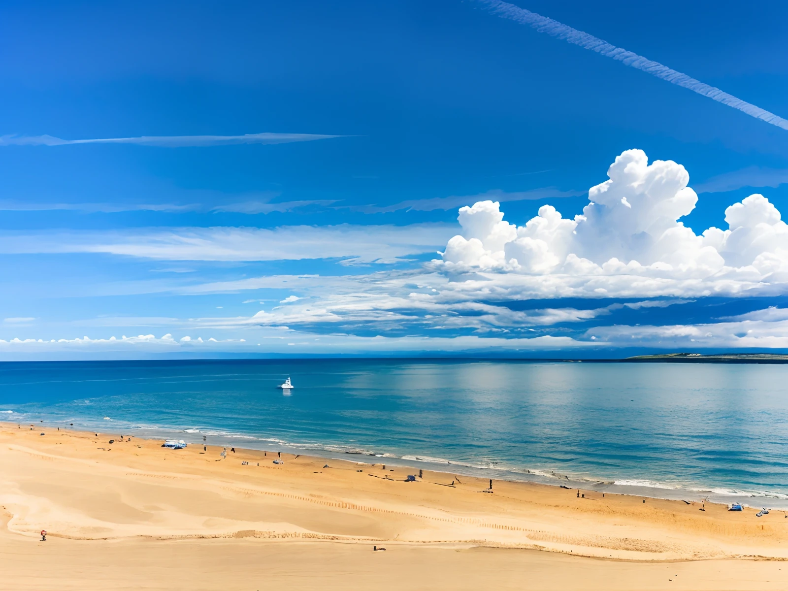 (4K, best quality, masterpiece:1.2),blue sky, cloud,sunny,summer ,beach,seaside