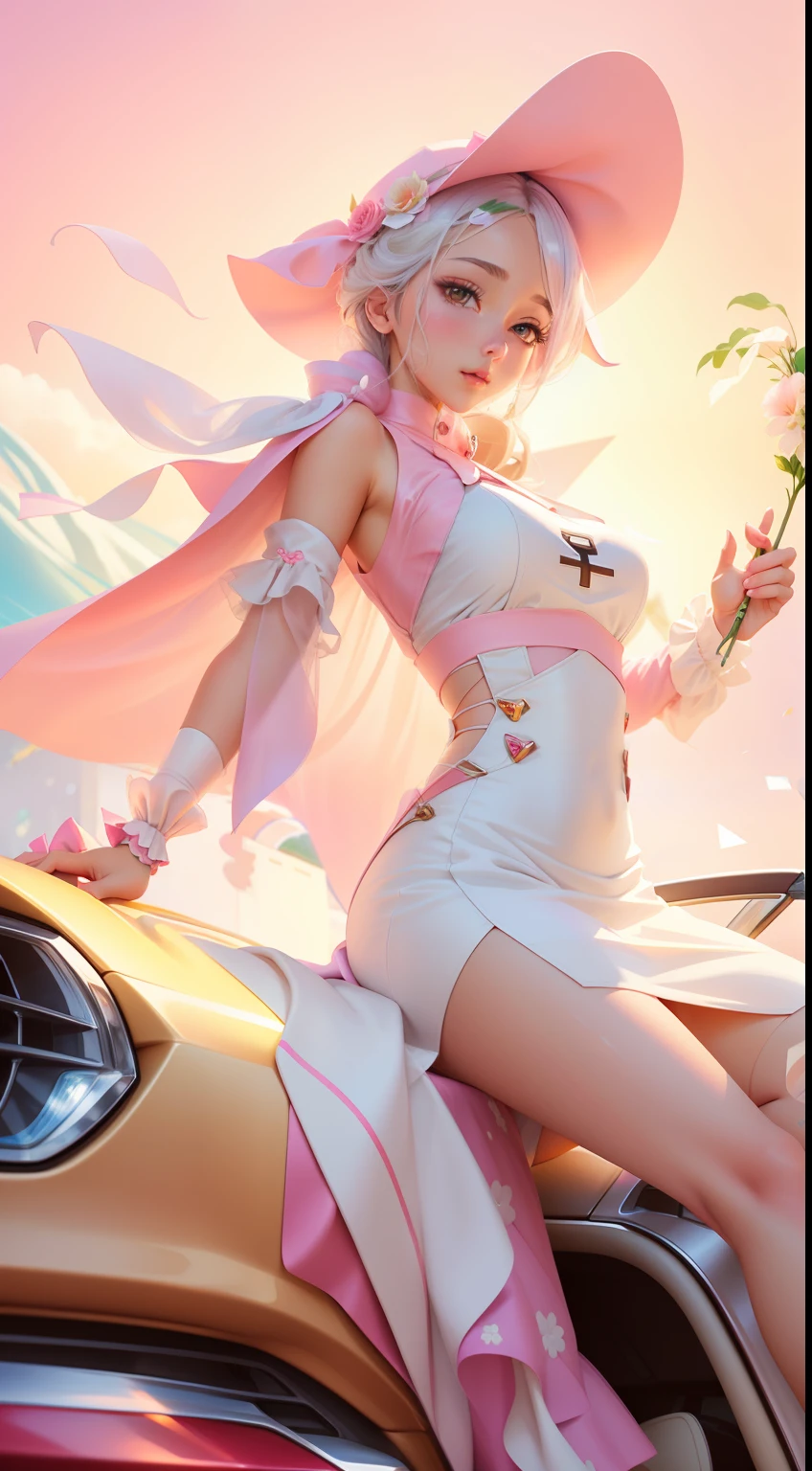 Anime girl in pink hat and white dress sitting in car, Kushatt Krenz Key Art Women, IG model | Art germ, Extremely detailed Artgerm, Style Artgerm, Splash art anime , ! Dream art germ, art-style, Art germ on ArtStation Pixiv, Artgerm Plat