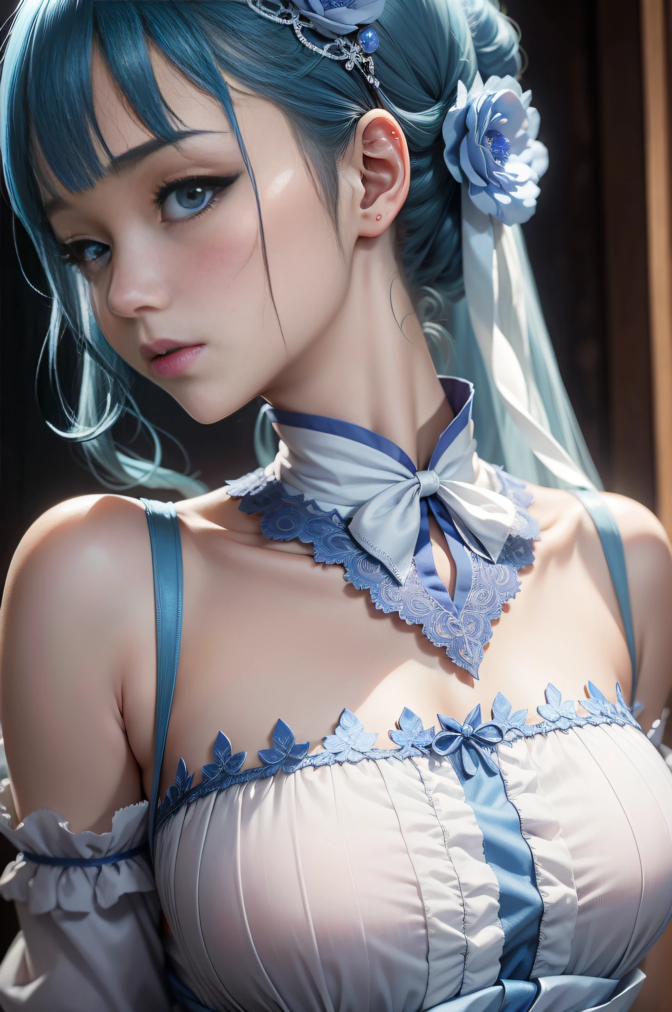 animesque、 Re Zero、 Maids、 Blueglow、 Delicate skin、 Delicate beautiful face、Delicate texture、Remu