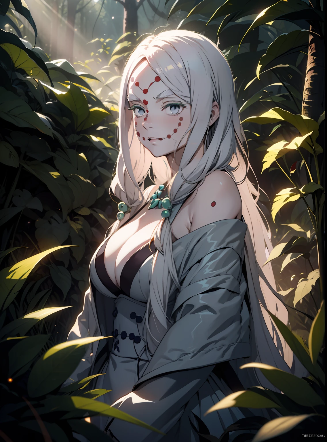 tmasterpiece, Johnny Depp walks through the jungle at night in a firefly, a warm color palette,rays of sunshine,lighting art,(high detal:1 1), Rough face, White color hair,Off-the-shoulder attire,Large breasts,Natural skin, high qulity, NSFW, beautidful eyes, (Detailed face and eyes), (the face: 1 2), noises,Extra, real photograph, .......PSD, Lamp film photography, sharp fokus, contrasty lighting, Delicate skin, High resolution 8K, insanely details, realisticlying, professional photoshooting, 8K UHD, SLR camera, softlighting, high high quality, filmgrain, Fujifilm XT3