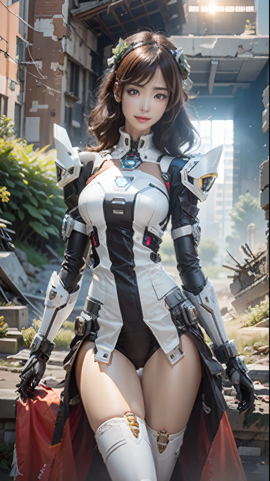 ((best qualtiy)), ((tmasterpiece)), (The is very detailed:1.3), 3D, Shitu-mecha, Beautiful woman dressed in openwork stockings with her mecha in the ruins of the forgotten war city, Ancient Techniques, HDR(HighDynamicRange), Ray traching, NVIDIA RTX, Hyper-Resolution, Unreal 5, sub surface scattering, PBR Texture, post-proces, Anisotropic filtering, depth of fields, Maximum clarity and sharpness, Many-Layer Textures, Albedo e mapas Speculares, Surface Coloring,Accurately simulate light-material interactions,perfectly proportions,rendering by octane,twotonelighting,Low ISO,White balance,trichotomy,Wide aperture,8K RAW,High-Efficiency Sub-Pixel,sub-pixel convolution,Luminous Particle,Light scattering,Tyndall effect