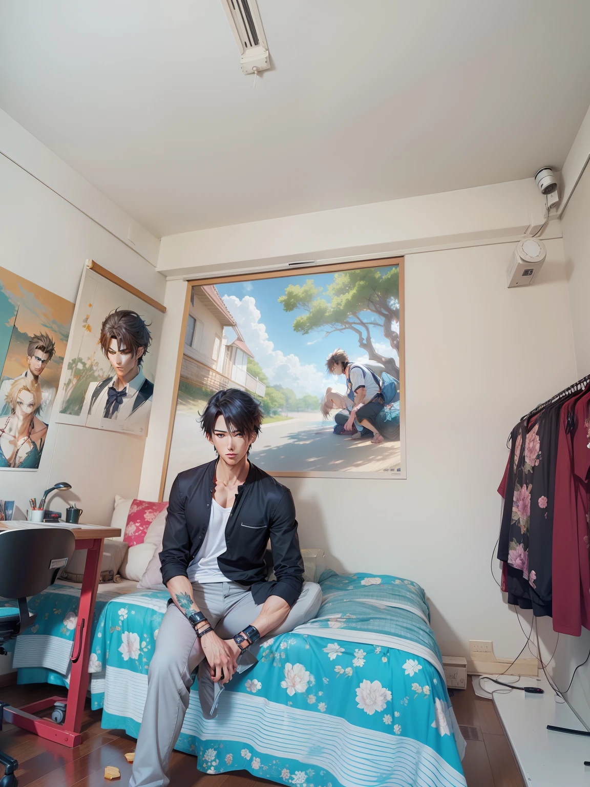 realistic anime artstyle, handsome anime pose, male anime style, anime realism style, realism artstyle, digital anime illustration, realistic anime art style, young anime man, anime style portrait