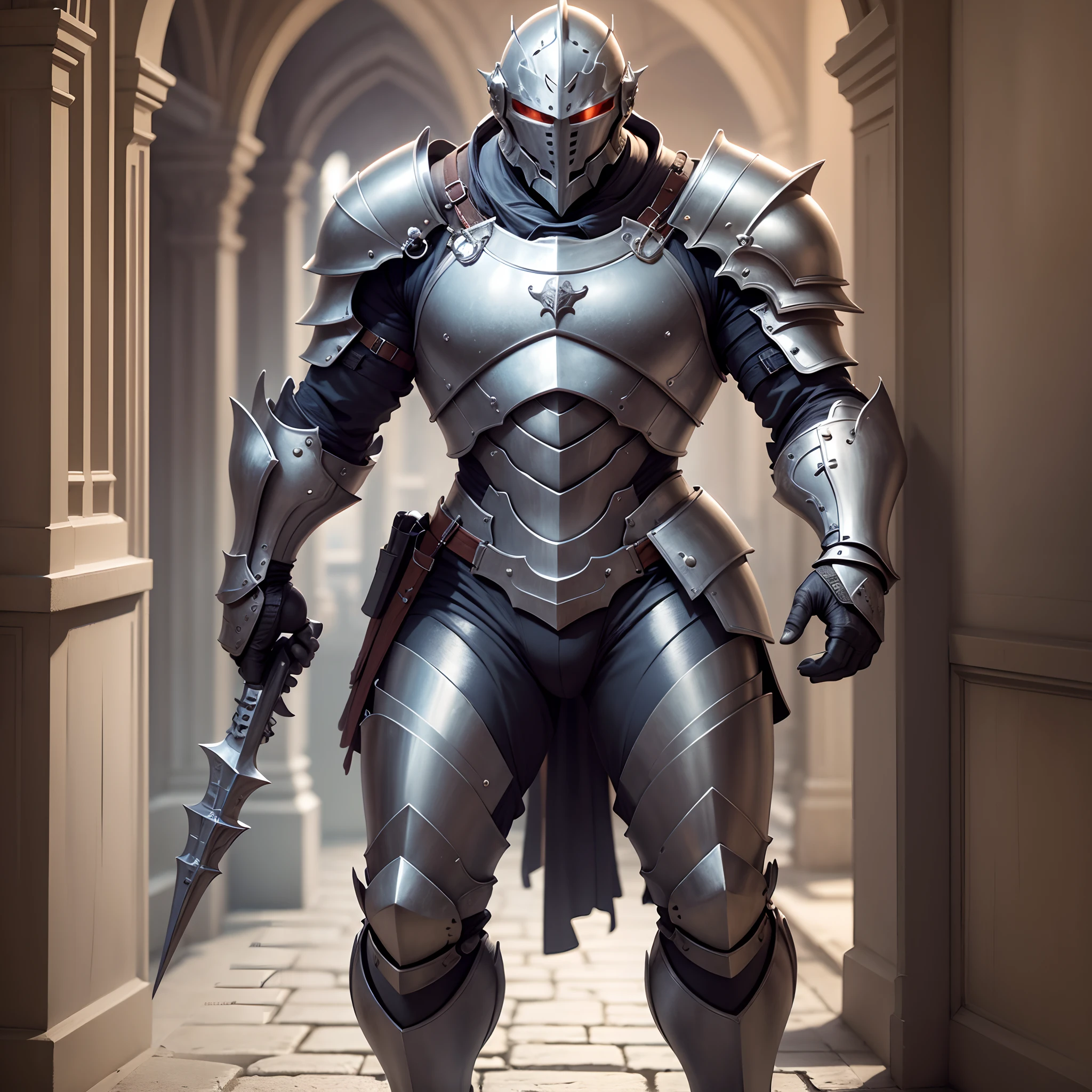 masterpiece, sharp focus, 8k, highly detailed, best quality, ultra detailed, ultra high res, (photorealistic:1.5), (pureerosface_v1:0.5),
a heavyknight, mature male, dynamic pose, full armor, cuisses, shoulder armor, helmet, belt, hand guard, boot, castle corridor, hdr, dramatic light, solo, (full body:1.3), --auto --s2