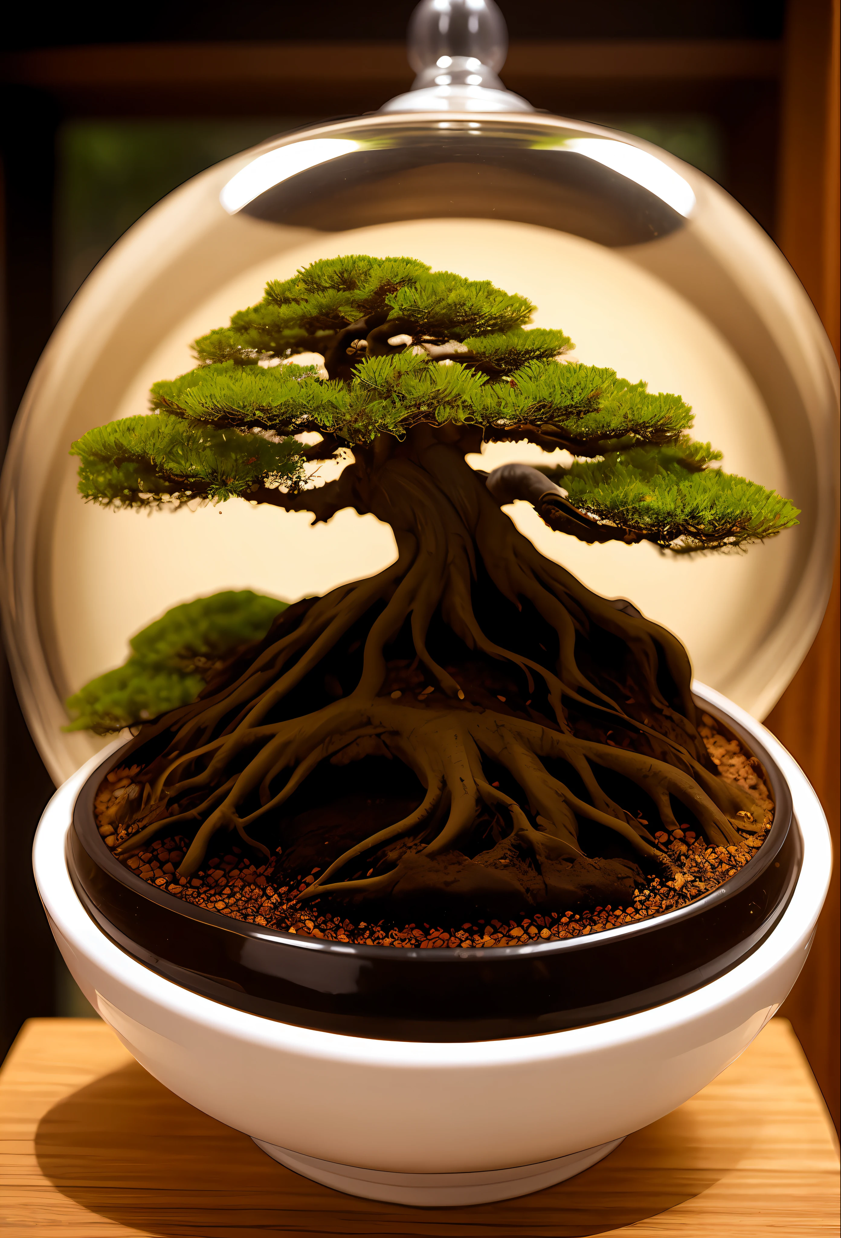 fotorrealista, sapo com pele roxa, fundo preto, Bonsai no fundo, corpo brilhante, fechar para cima, corpo inteiro, 8k, master part, best quality, Cinematic light,