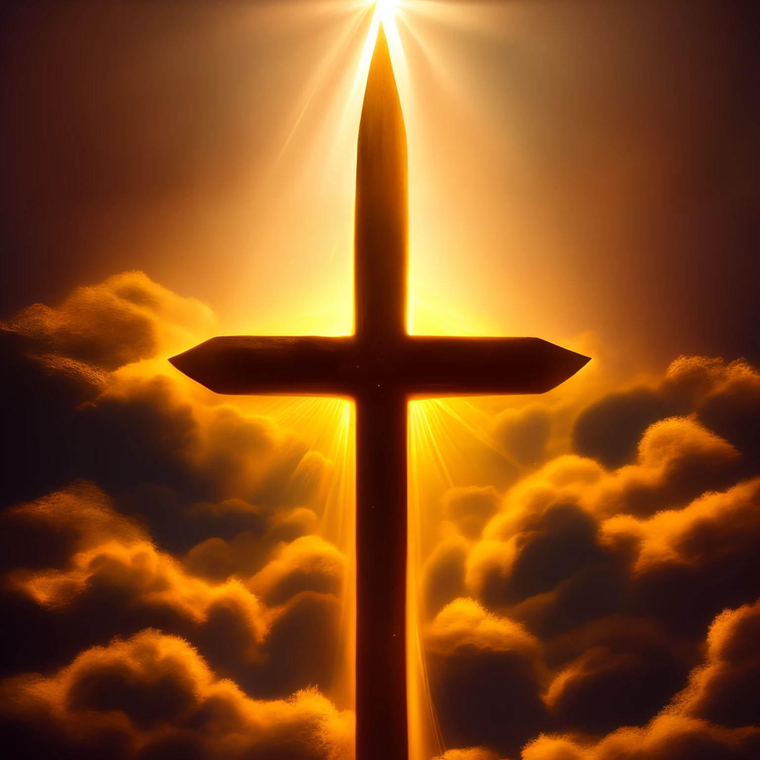 Oldjourney a Jesus Cross made of golden light with a cross on it, metaphysical painting, holding the earth, light bloom, high evolution, seen from above earth, connected to heart machines, 4-dimensional, lit from above, a dream, ivy, Jesus