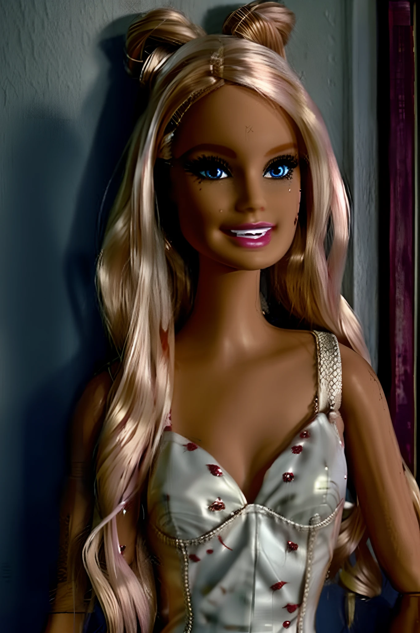 Barbie as a serial mamiac killer, horror, scary, mad insane