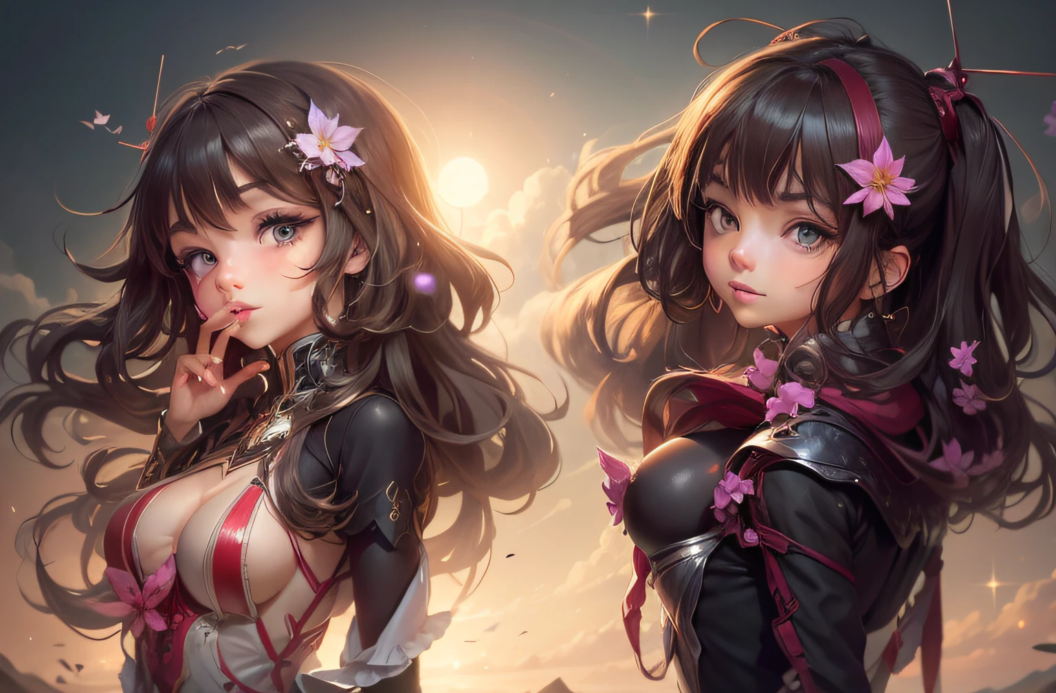 Make the girls face older and more beautiful, more dynamic and beautiful background, better version of the image