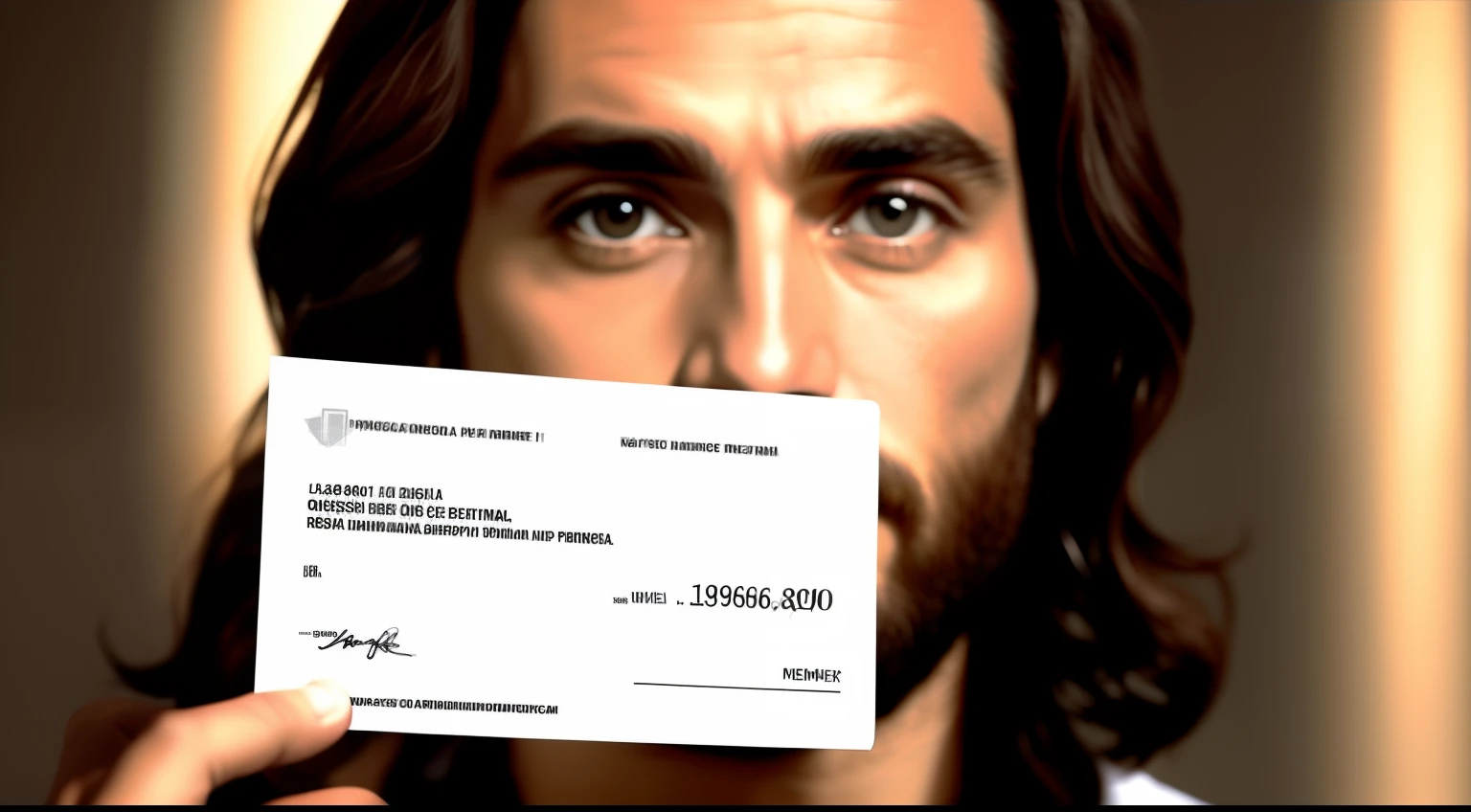 Jesus Christ with an envelope in his hand, melhor qualidade, foto premiada, 8k, detalhada, ambiente melhor qualidade