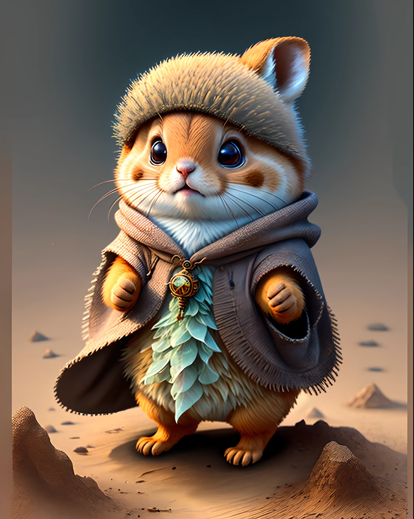 Top image quality、"Create cute creature masterpieces with inspired ultra-detailed concept art. Let your imagination come alive", （prairie dog）, high detailing, in 8K、Top image quality、Dressed as a wizard、Have a magic wand with a big gem、