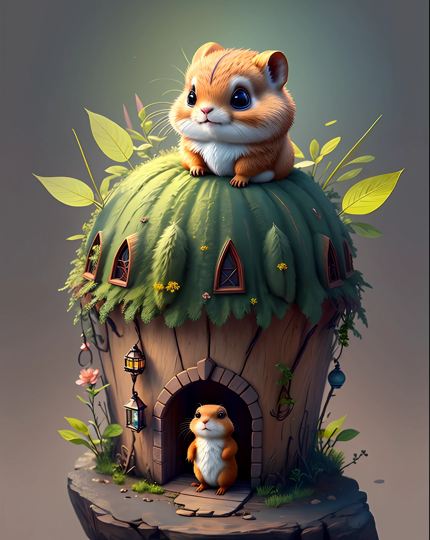Top image quality、"Create cute creature masterpieces with inspired ultra-detailed concept art. Let your imagination come alive", (prairie dog), high detailing, in 8K、Top image quality、Dressed as a wizard、Have a magic wand with a big gem、
