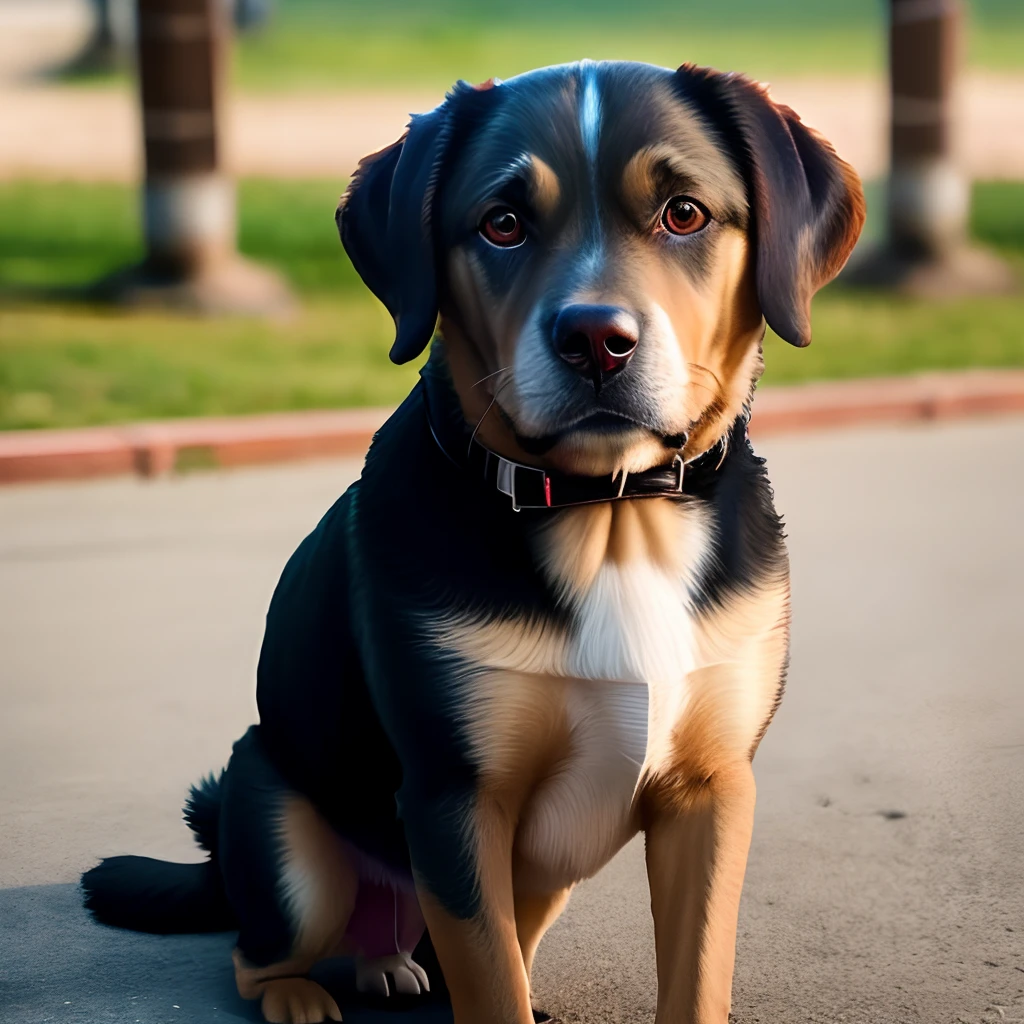 Cachorro labrador, de terno