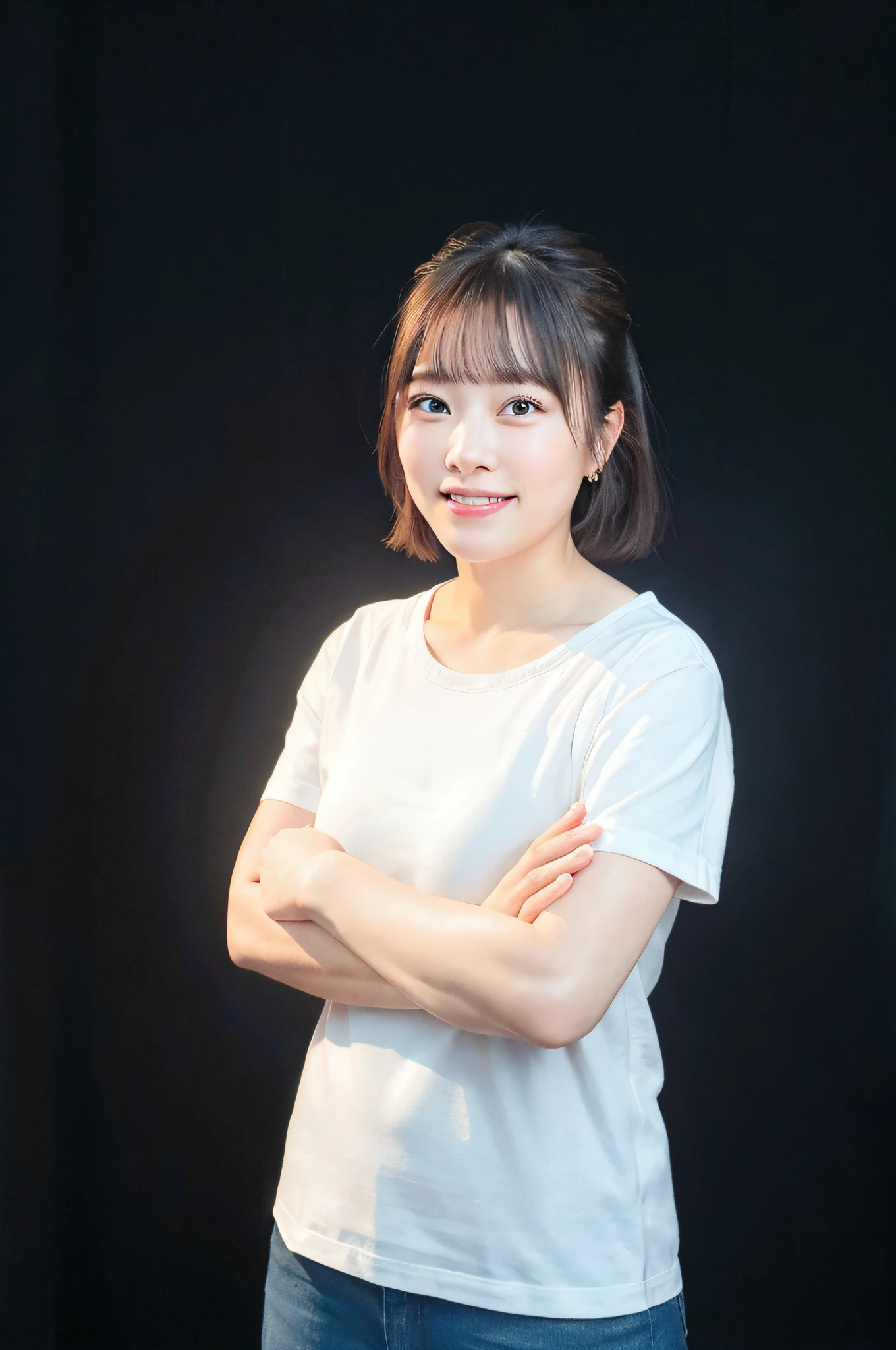 (Best quality), Masterpiece, (photograph realistic:1.5), 8K quality, 1 beautiful girl, full bodyesbian, Big breasts, Dark brown hair, Brown eyes, Front, Detailed face, Beautiful eyes, view the viewer, Smile, Break, Wear a transparent wedding dress, one shoulder dress, standing in a beautiful church, holding a bouquet with both hands, 18 years old, (ulzang-6500-v1.1:0.1)