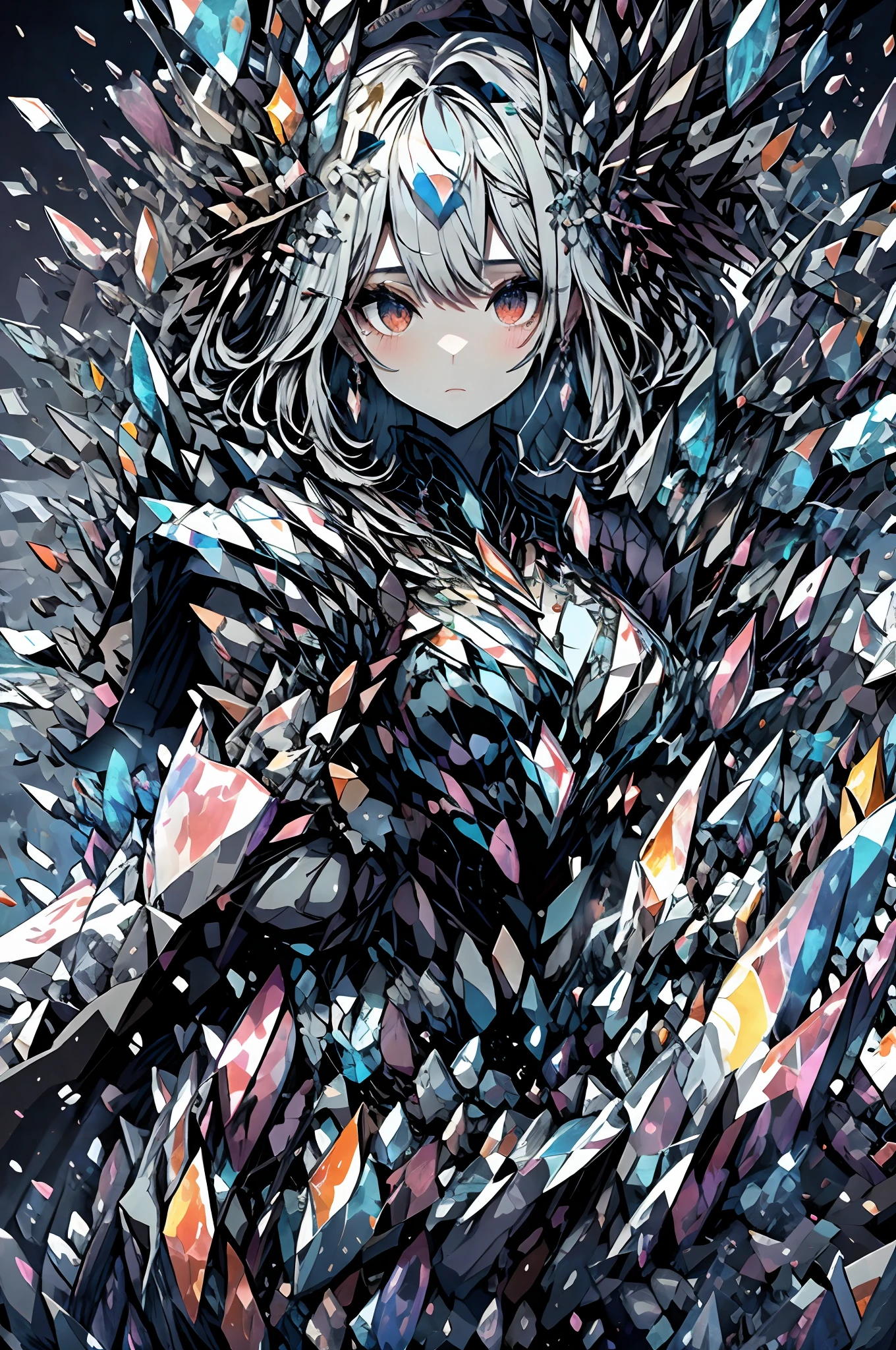 masterpiece, top-quality, hightquality, abyssal, This illustration is、It is a fantasy scene that combines a majestic atmosphere with romantic elements....。Woman in black armor、Stand in majestic and heavy armor。Her armor is、Made of transparent material like glass.、It is engraved with a beautiful pattern、Emphasis on armor texture。
however、The armor is partially powdered々It has become.、Powder々Shards of glass flutter around her。This symbolizes eternal struggle and loss.、It exudes a sense of sadness and romance at the same time。The woman's expression is、It reflects the deep contemplation and memory of the past.、It expresses her inner complexity。
Powder々Became a shard of glass、Swaying in the wind、Beautiful brilliance in the night sky。This adds a fantastic and romantic element.、It gives the whole scene a mystical atmosphere。Female Warrior and Powder々By crossing the dance of the glass that became,、Past and present、It expresses the moment when reality and fantasy intersect。
This illustration is、Armor powder like glass々will be、It depicts a fantasy world where tragedy and romantic elements are fused。
