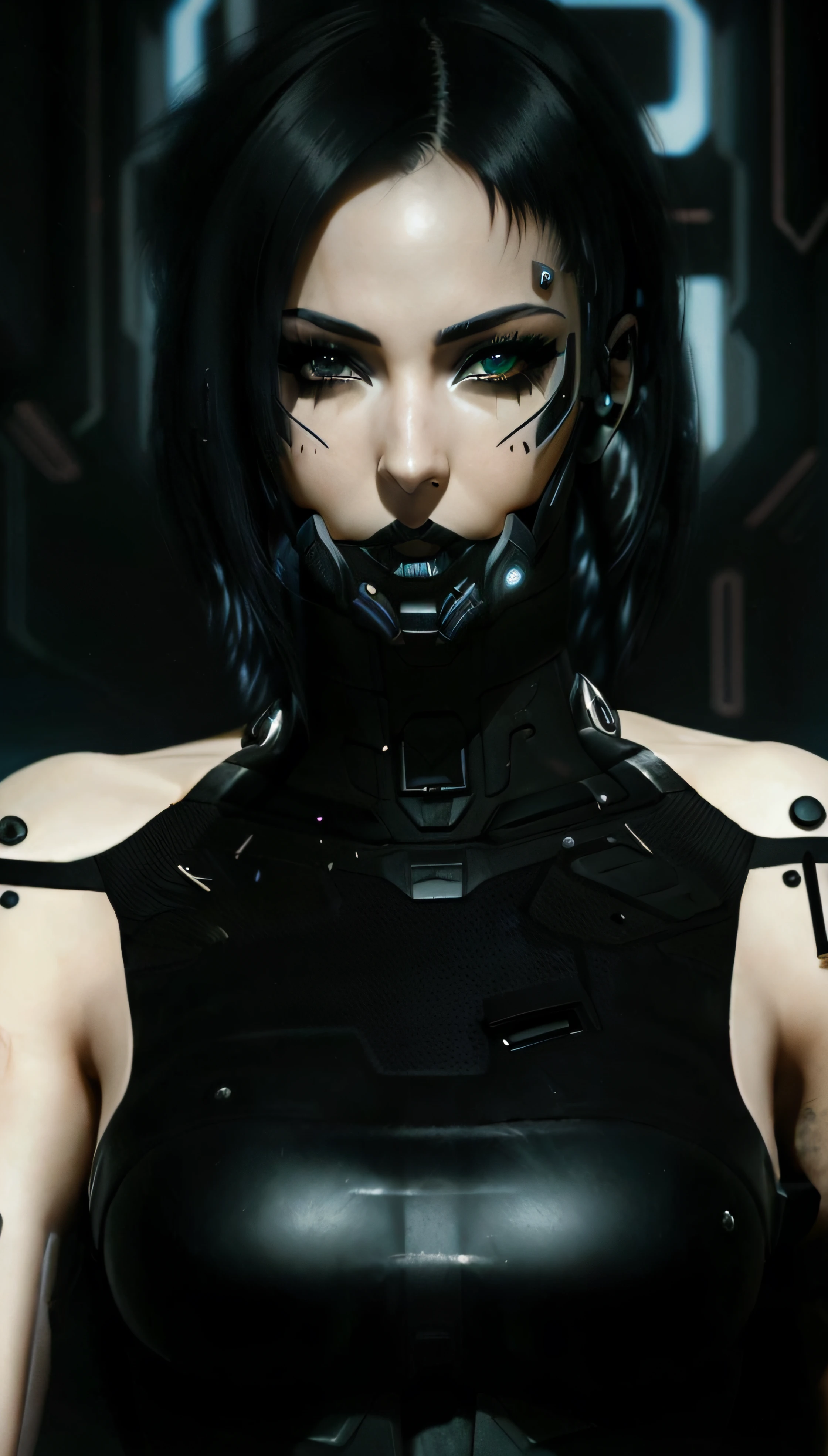 a close up of a woman in a black leather outfit with a black mask, cyborg - girl, cyborg girl, seductive cyberpunk dark fantasy, cyborg woman, beautiful cyberpunk girl face, beutiful girl cyborg, cyborg fashion model, gothic - cyberpunk, beutiful white girl cyborg, cyberpunk girl, cyberpunk cyborg, beautiful cyborg girl, cyberpunk face, cyberpunk)))))