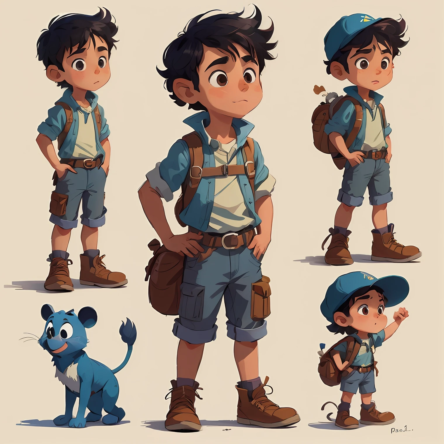 personagem dos desenhos animados de um menino de  5 anos com diferentes poses e poses, arte conceitual dos desenhos animados, design de personagem muito estilizado, design de personagem estilizado, design de personagem altamente detalhado, arte infantil em artstation, design de personagens, estilo de personagem disney, arte conceitual de menino solteiro, design de personagem animado, design de personagem de alta qualidade, character exploration, grande design de personagem, In the Disney animation style, Character illustration