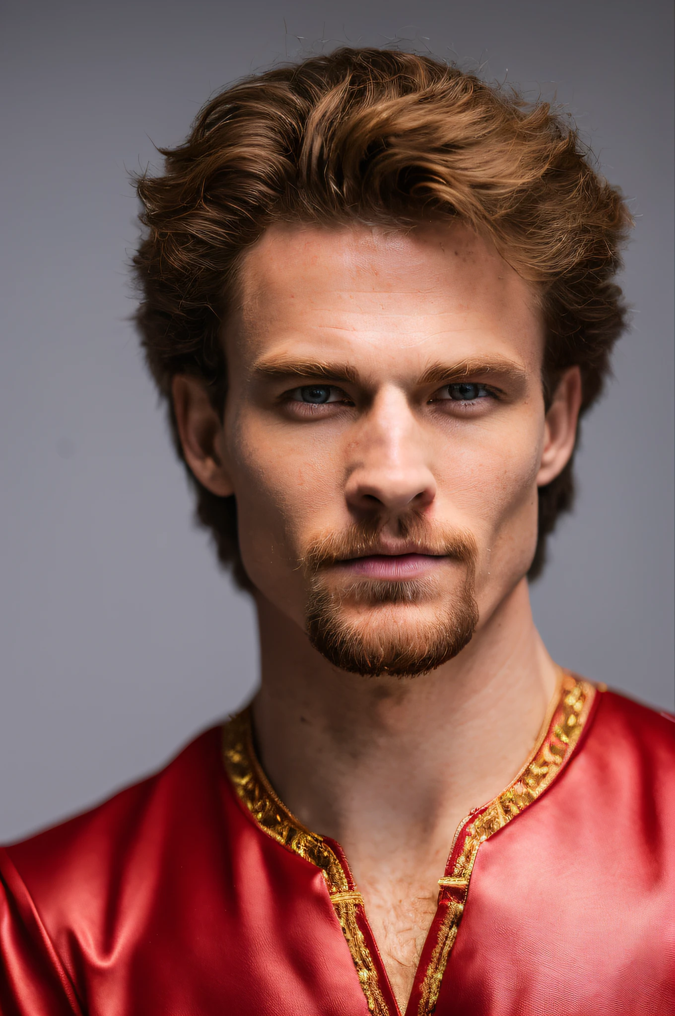 (modelo Elden anel geral radahn no deserto vermelho europeu masculino vermelho, (Orange hair male sorcerer sorcerer casting spells fire prince noble eyes rich color brown red), (rosto raspado cabelo vermelho vermelho). (atraente, corpo inteiro bem definido, pele em 4k, stand, luz), Cinematic lighting. fotografia, Detailed symmetrical realistic face. David haller como um gladiador romano traje europeu Roma grego e vermelho e dourado traje romano com joias de rubi extremamente detalhado , peach skin, Auburn Cabelo, master part, disparate, Nikon D850 Fotografia de Stock, Kodak Portra 400 F1.6 Lens camera, extremamente detalhado, Amazing, detalhes finos, textura hiper realista, dramatic lighting, alta qualidade, Full Resolution, foco nítido, extremamente detalhado , Cinematic lighting, 8k UHD.