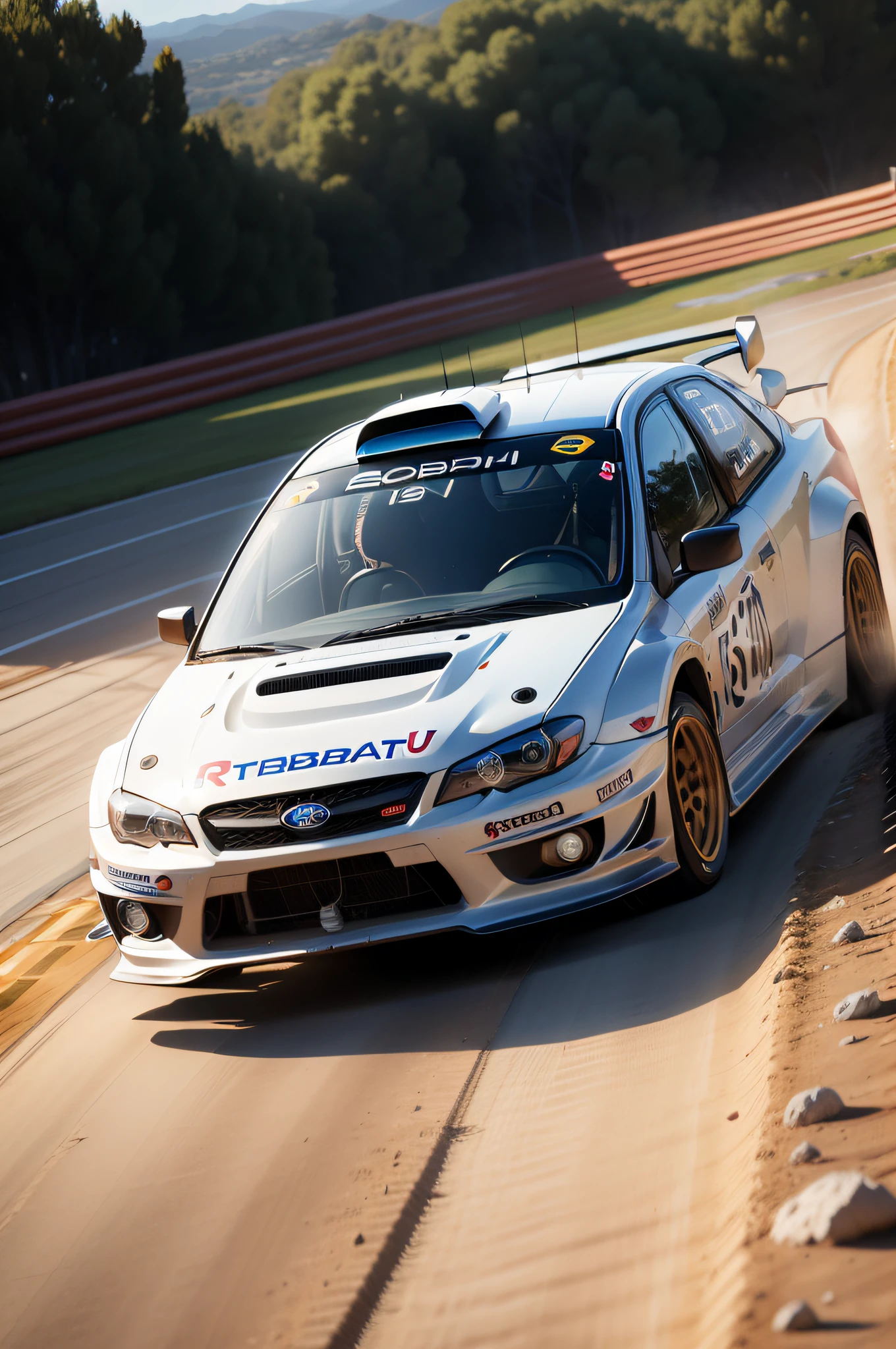 "Subaru Impreza rally, 16k resolution, ultra-realista, pista Laguna Seca, foto realista"