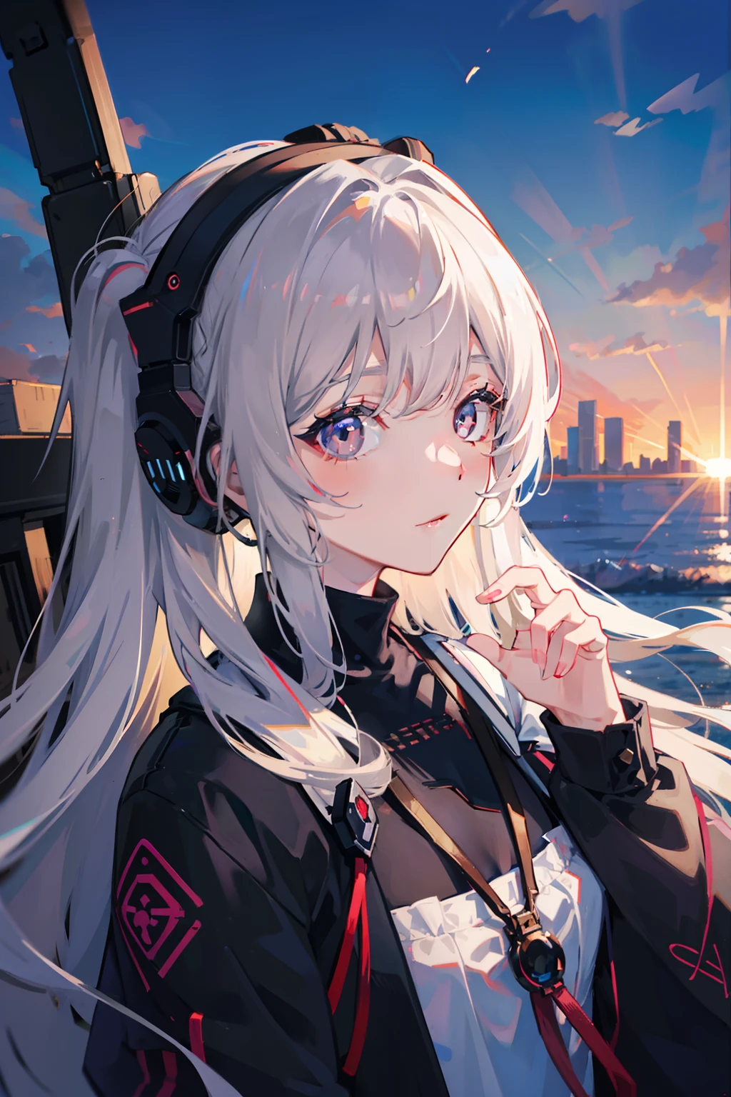 (nvinkpunk: 1.2) (SNTHWVE Style:0.8) Silvia、Lightwave、sunset、Intricate and elaborate design