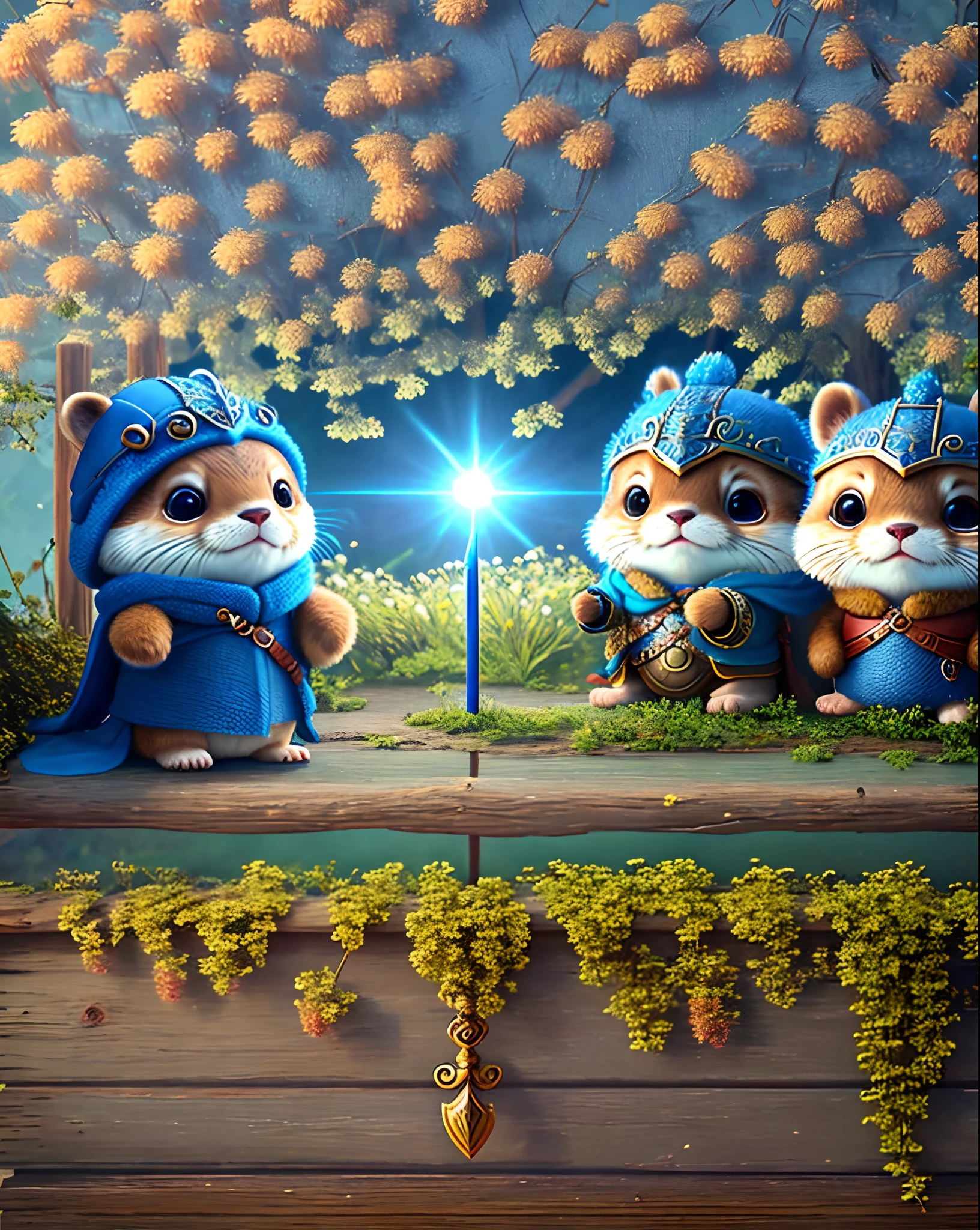 Top image quality、"Create a masterpiece of cute creatures. （otter）, high detailing, in 8K、Top image quality、Dressed as a Dragon Quest adventurer、Holding a sword and shield in each hand、