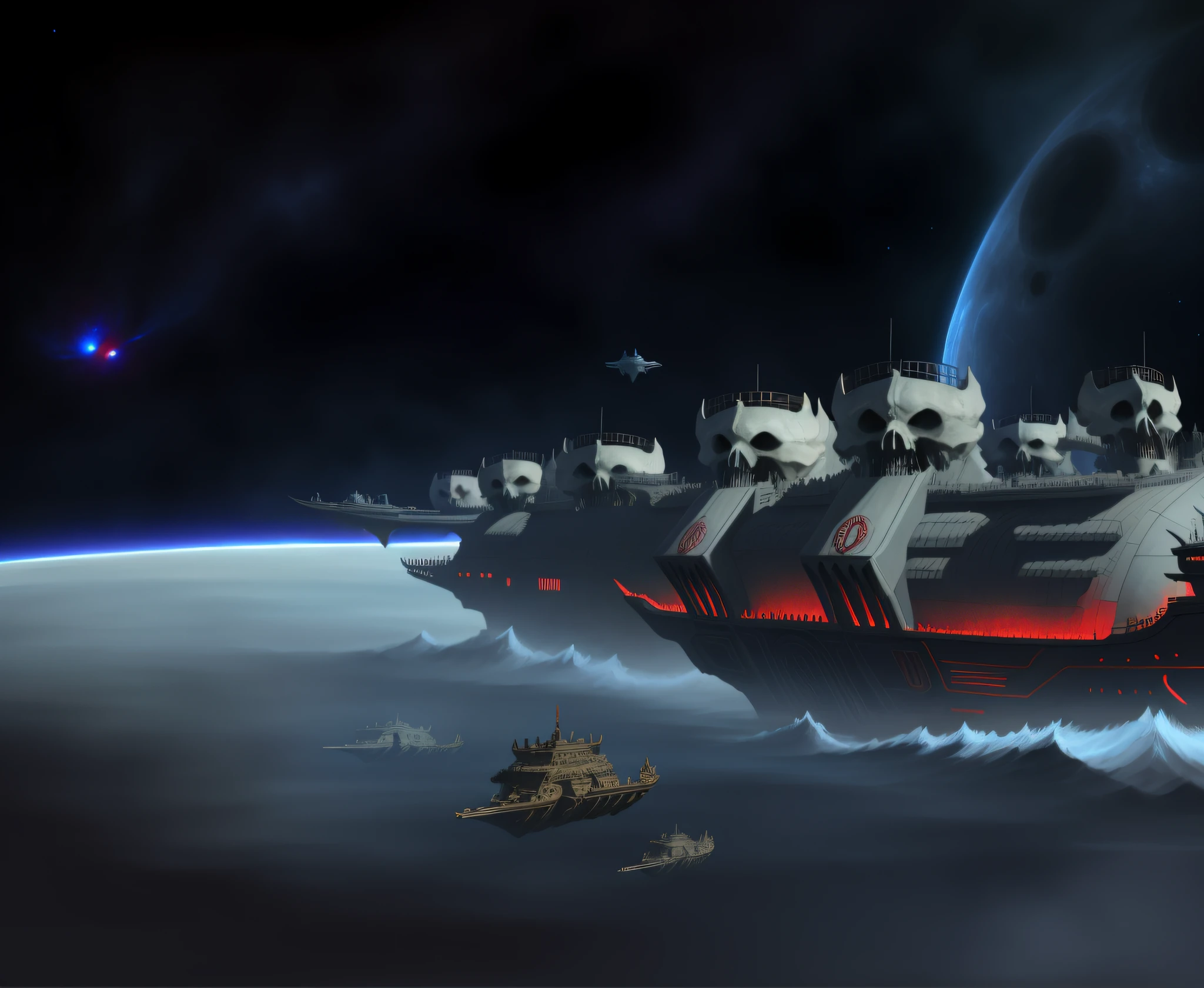 Huge scarlet skull stargate，The Grand Fleet of the Galactic Skeleton Dynasty ushered in a steady stream of world destruction。