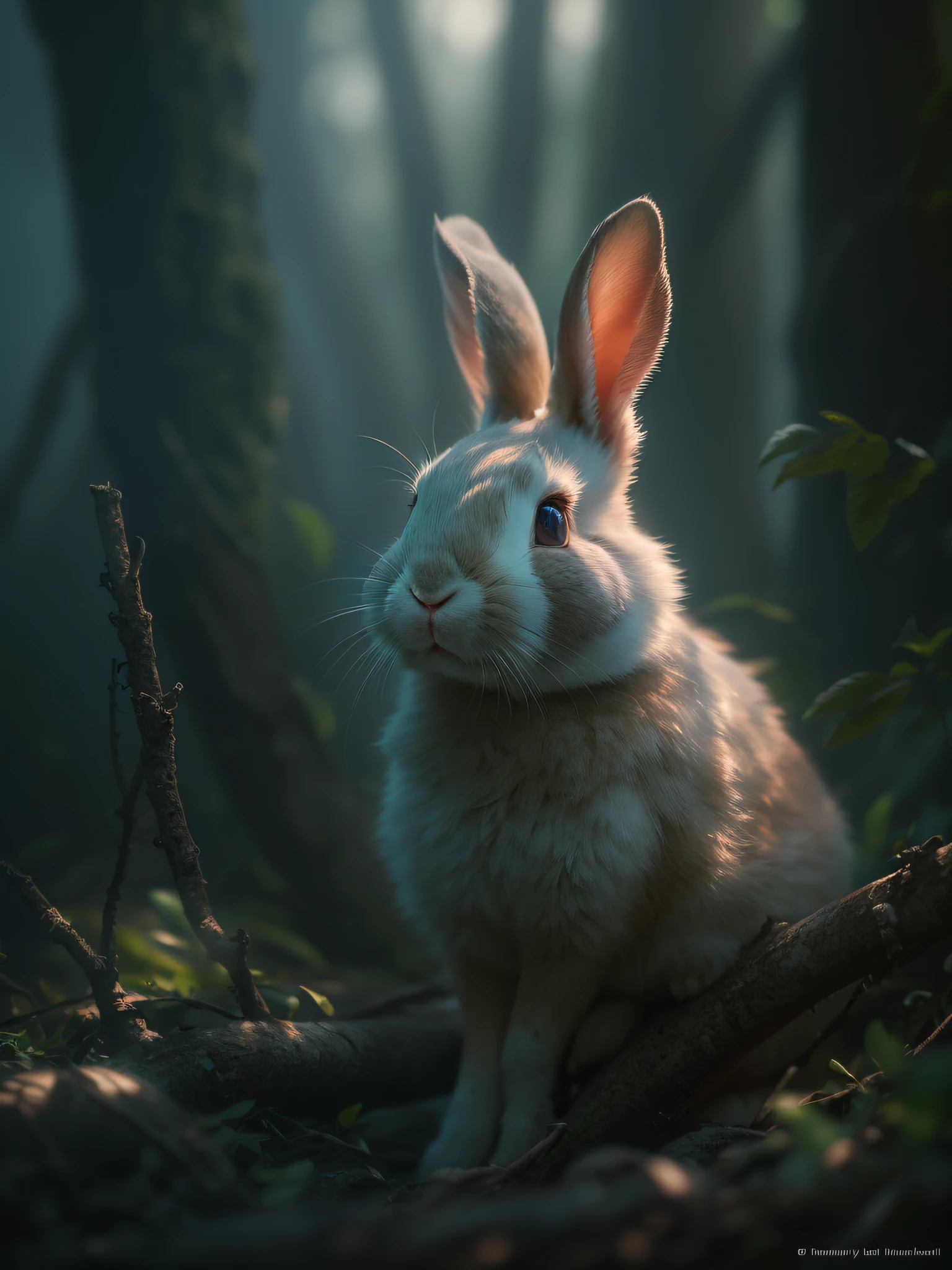 Amazingly beautiful rabbit females、Natural clothes、Detailed eyes、pretty hair、thirds rule、200mm 1.4F Macro Shot、(natural skin textures、Hyper-Realism、Soft light、sharp:1.2)、(intricate-detail:1.12)、nffsw、(intricate-detail、ultra-detailliert:1.15)、the woods、The tree々Add depth to the screen with a backlight effect with sunlight penetrating in between、Foggy、Fantastic atmosphere、Art by Greg Rutkowski and ArtGerm、Soft Cinematic Lights、adobe lightroom、Photolab、nffsw、Convoluted、ighly detailed、(depth of fields:1.4)