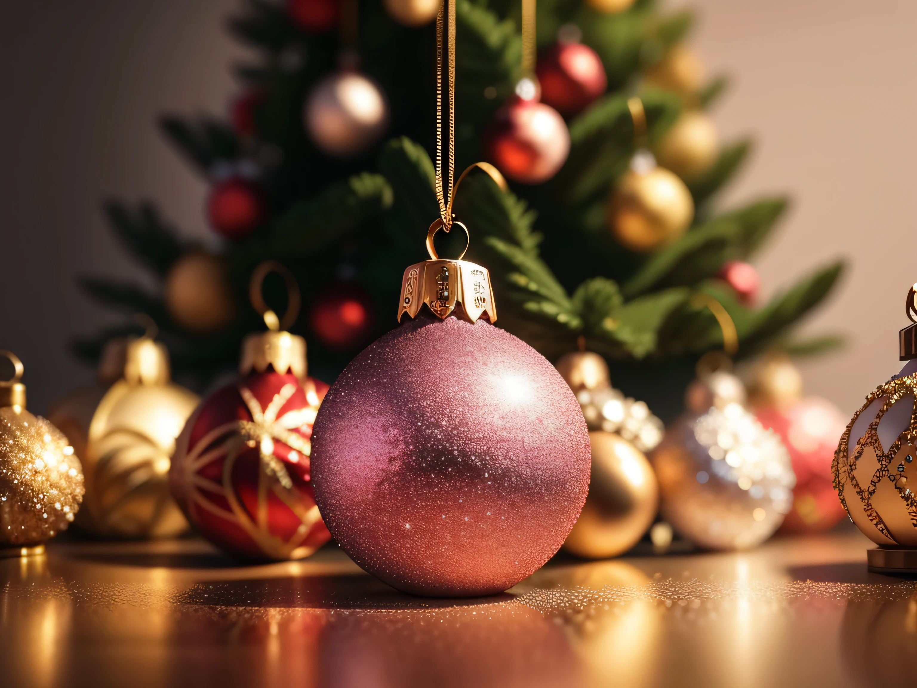 Lots of Swarovski Christmas ornaments、No humans、depth of fields、(blurry backround)、masterpiece、top-quality、The ultra-detailliert