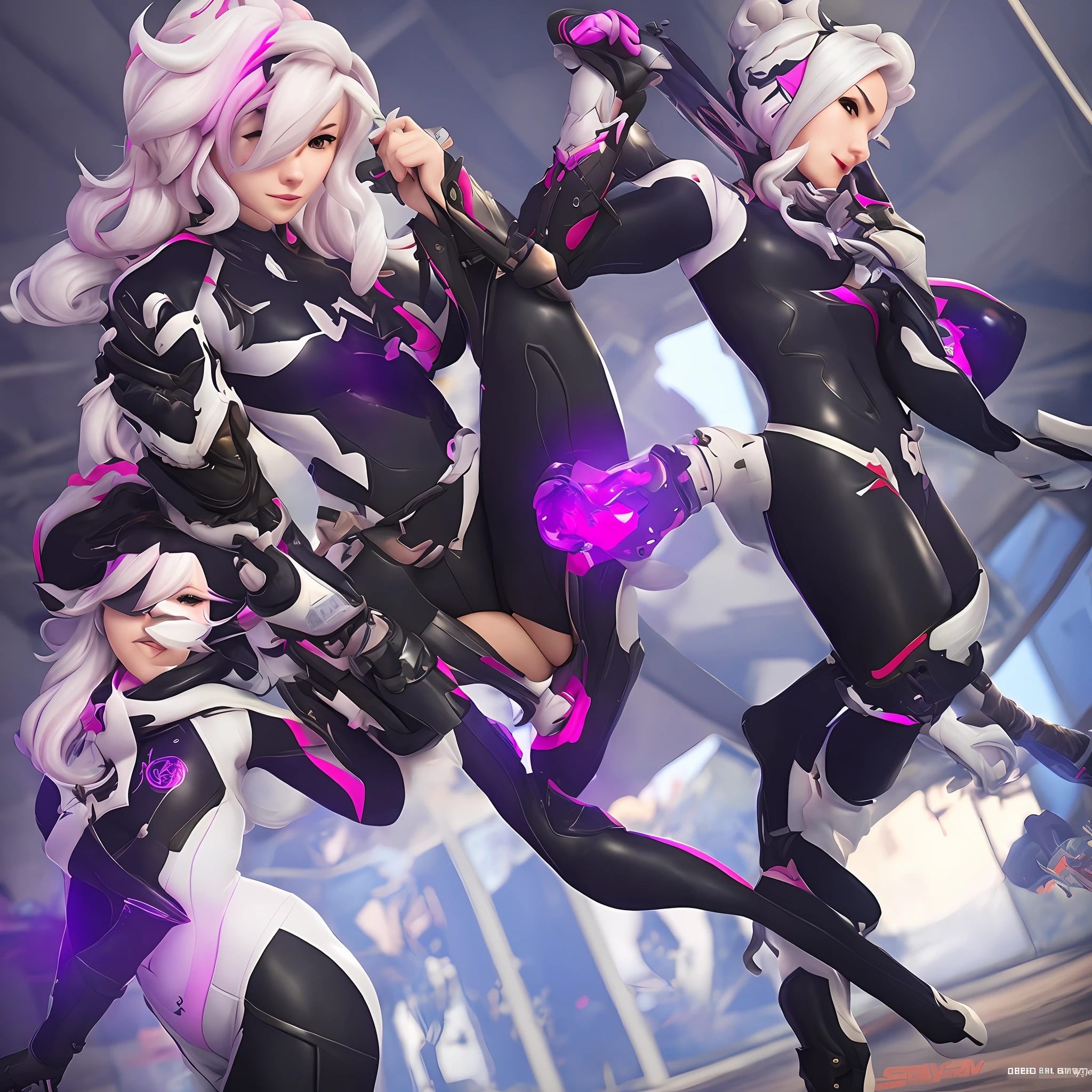 Character Mei of overwatch sexy with spidergwen costume