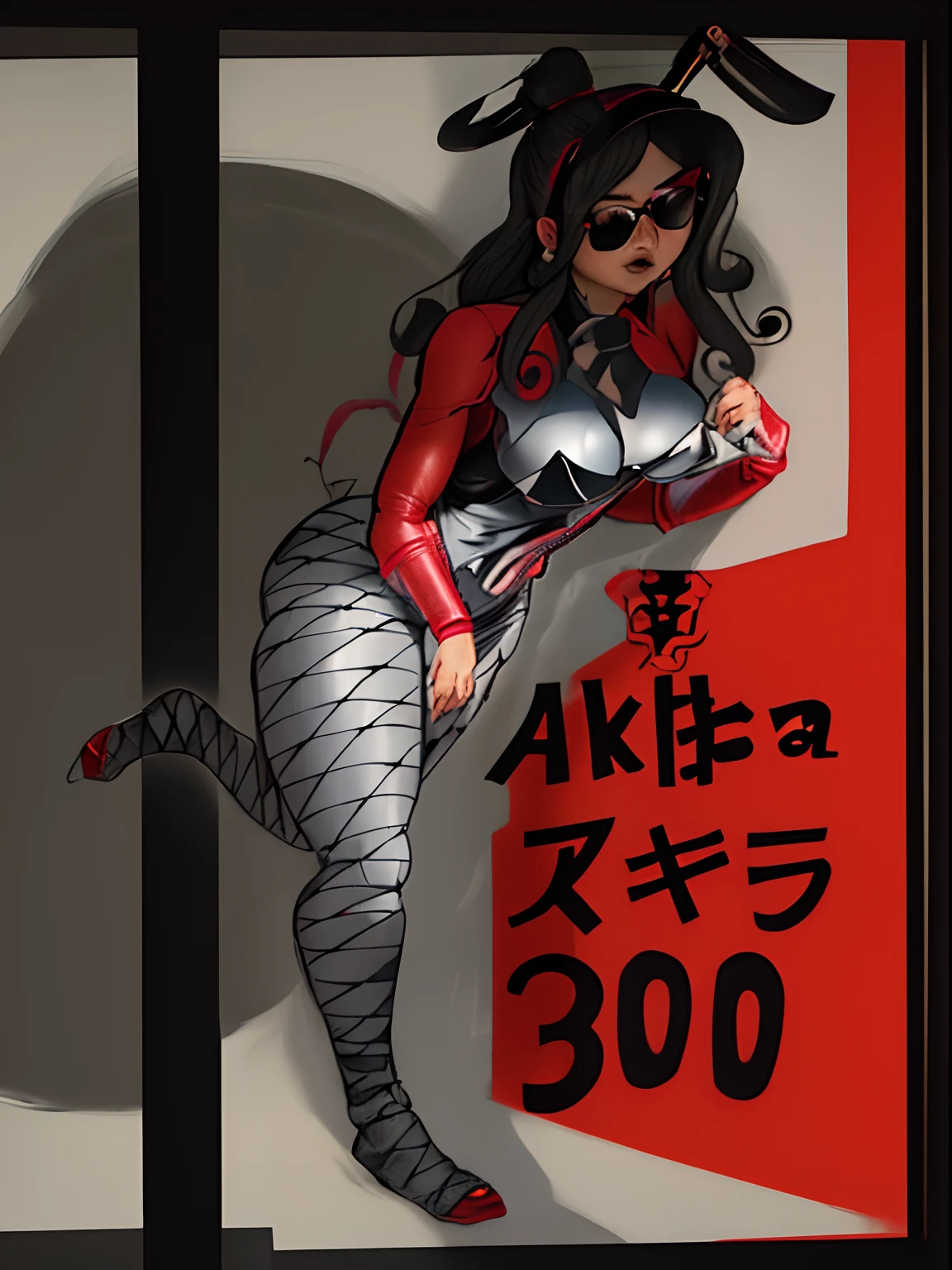 there is a drawing of a woman in a tight suit, by Akira Toriyama, akira from chinese mythology, inktober, inspired by Akira Toriyama, akira toriyama style, akira toriyama 📹, (inktober), ayaka, by Shinoda Toko, toriyama akira, by Kamisaka Sekka, akira artstyle, black sunglasses aviator style.