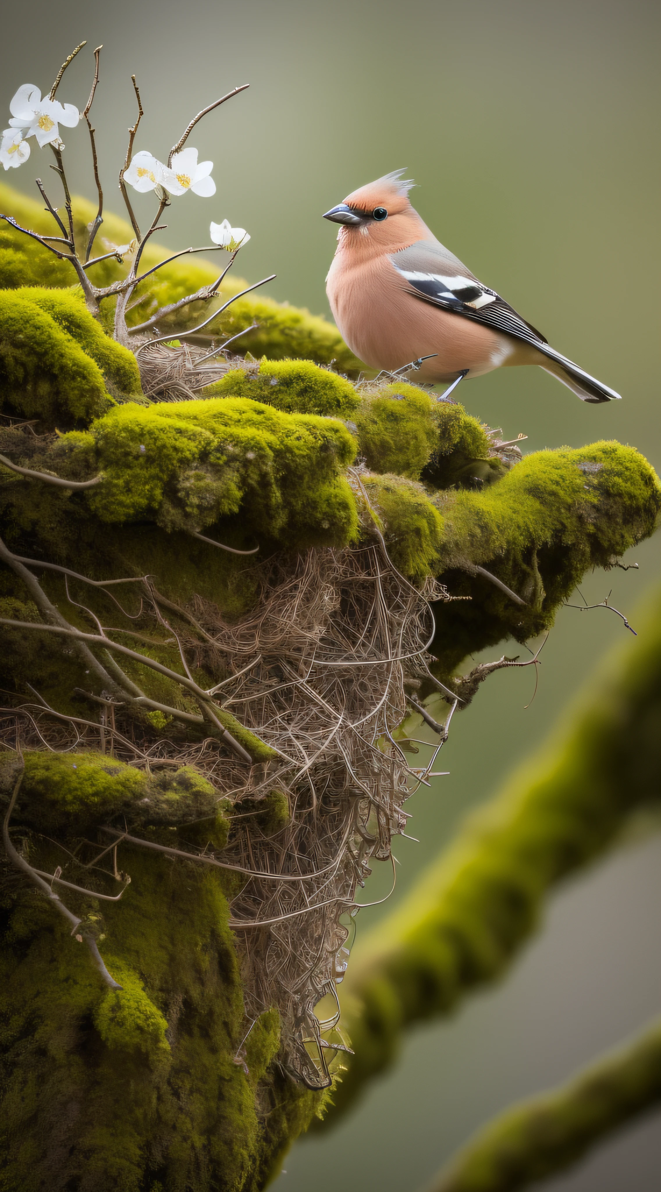 epic, majestic, surreal,
ultra high resolution, detailed, extremely detailed,3D, 8k,
The clock-a-clay is creeping on the open bloom of May,
The merry bee is trampling the pinky threads all day,
And the chaffinch it is brooding on its gray mossy nest,
In the whitethorn bush where I will lean upon my lover's breast