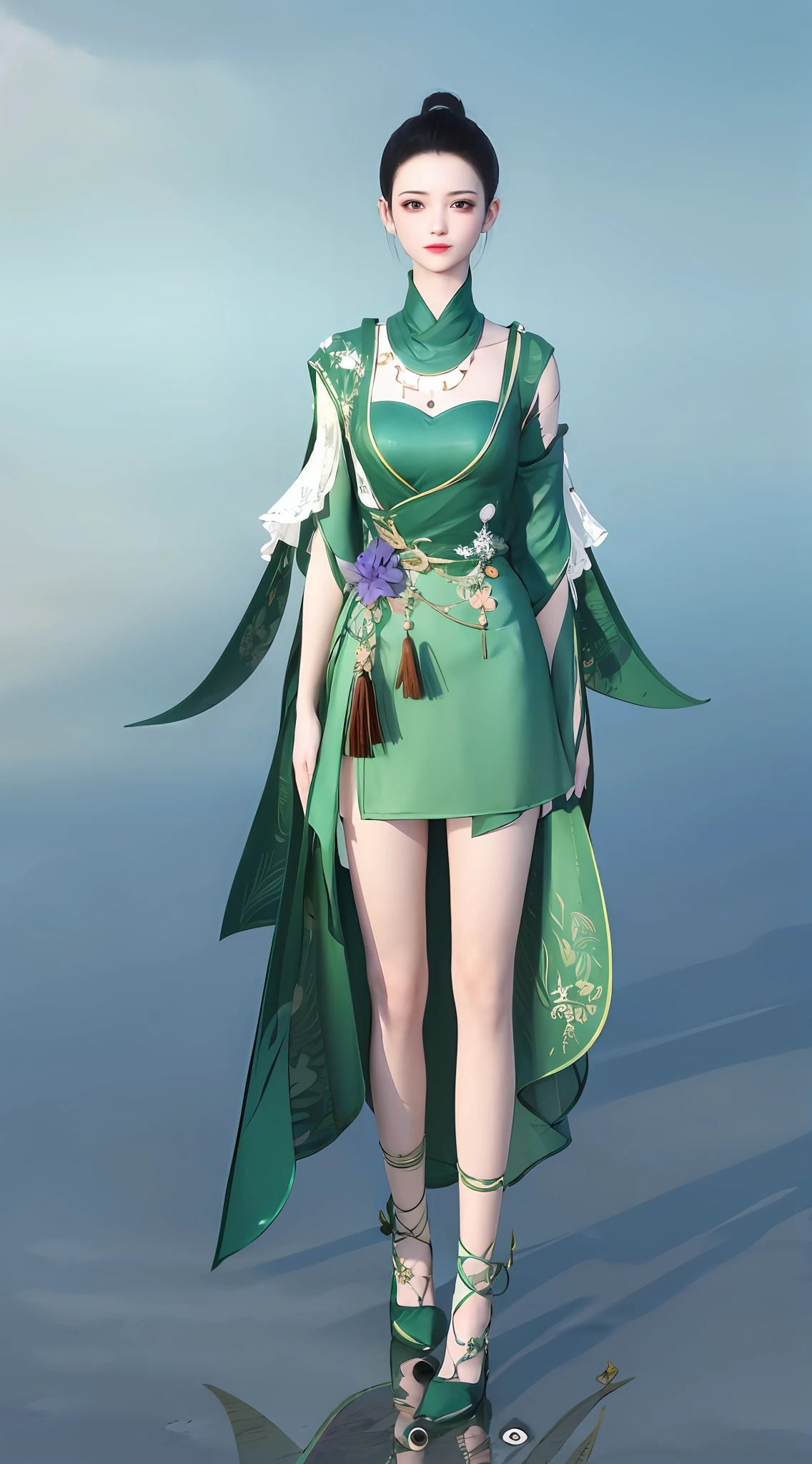 1girll（Clear face）、Full body standing painting，独奏，Transparent background，Game character costume design，Super gorgeous dress、Realistic silk，Soft yarn，high detal，cinematic colorgrade，Ultra photo realsisim，Structurally sound，white backgrounid，超高分辨率，Sharp focus，tmasterpiece，hdr，8K，（The is very detailed的 CG unified 8k 壁纸）