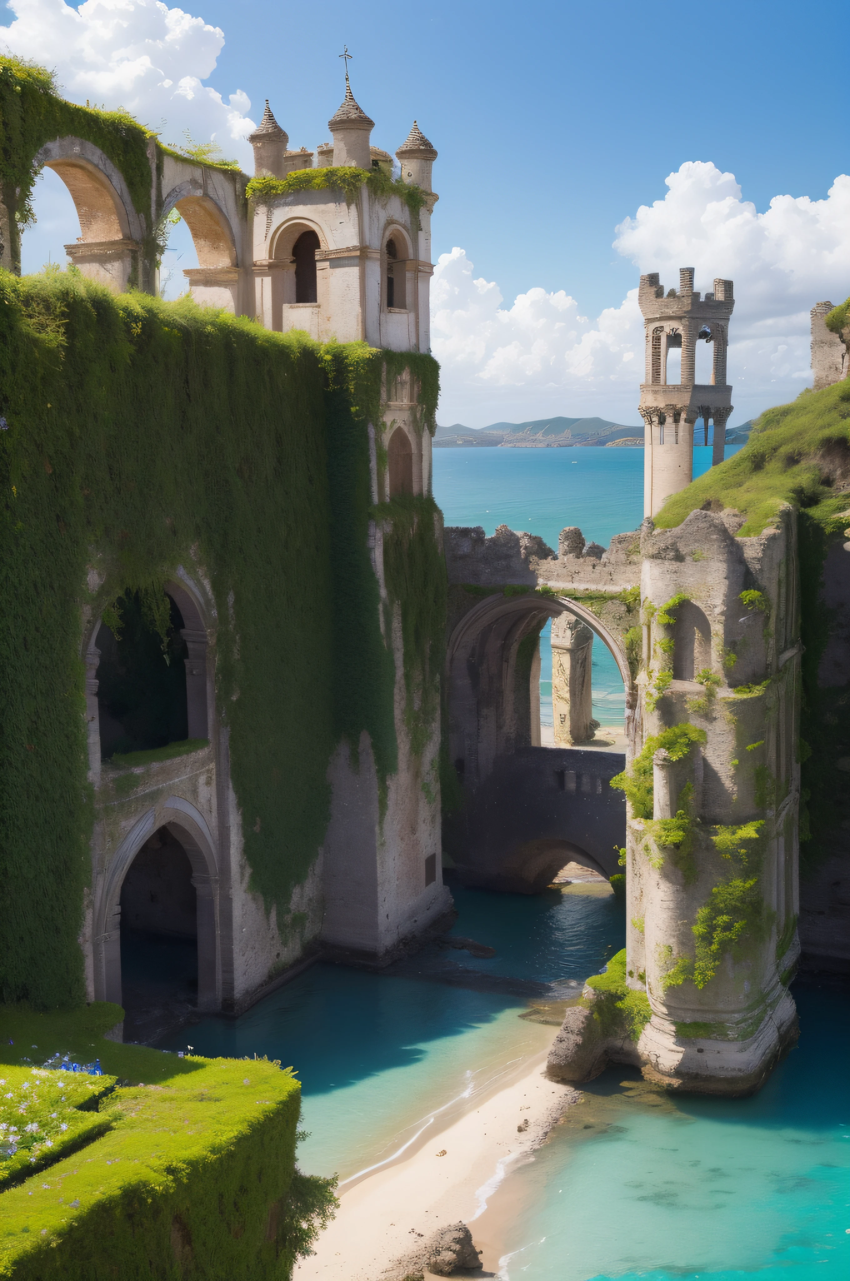 Beside a pumice isle in Baiae's bay,
And saw in sleep old palaces and towers
Quivering within the wave's intenser day,
All overgrown with azure moss and flowers