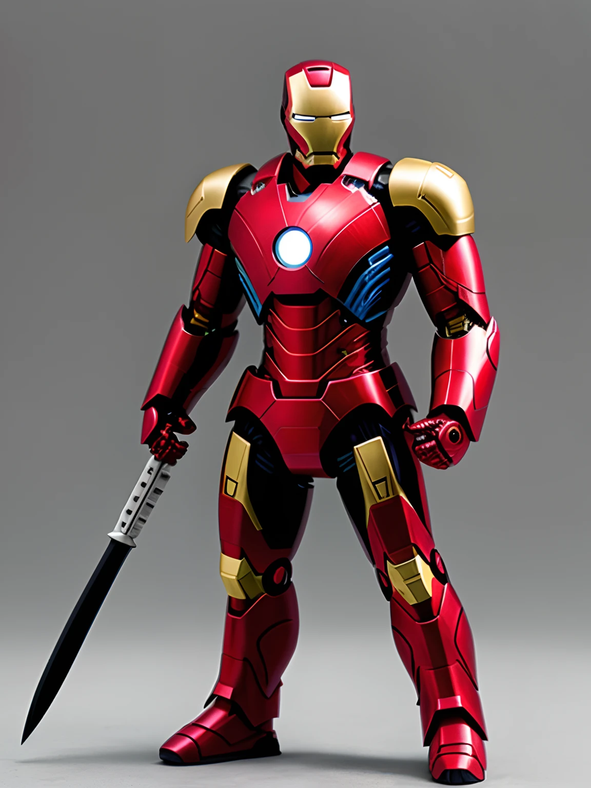 Create an iron man-style mechanical samurai with Venom's mouth, improve armor, do more detahada