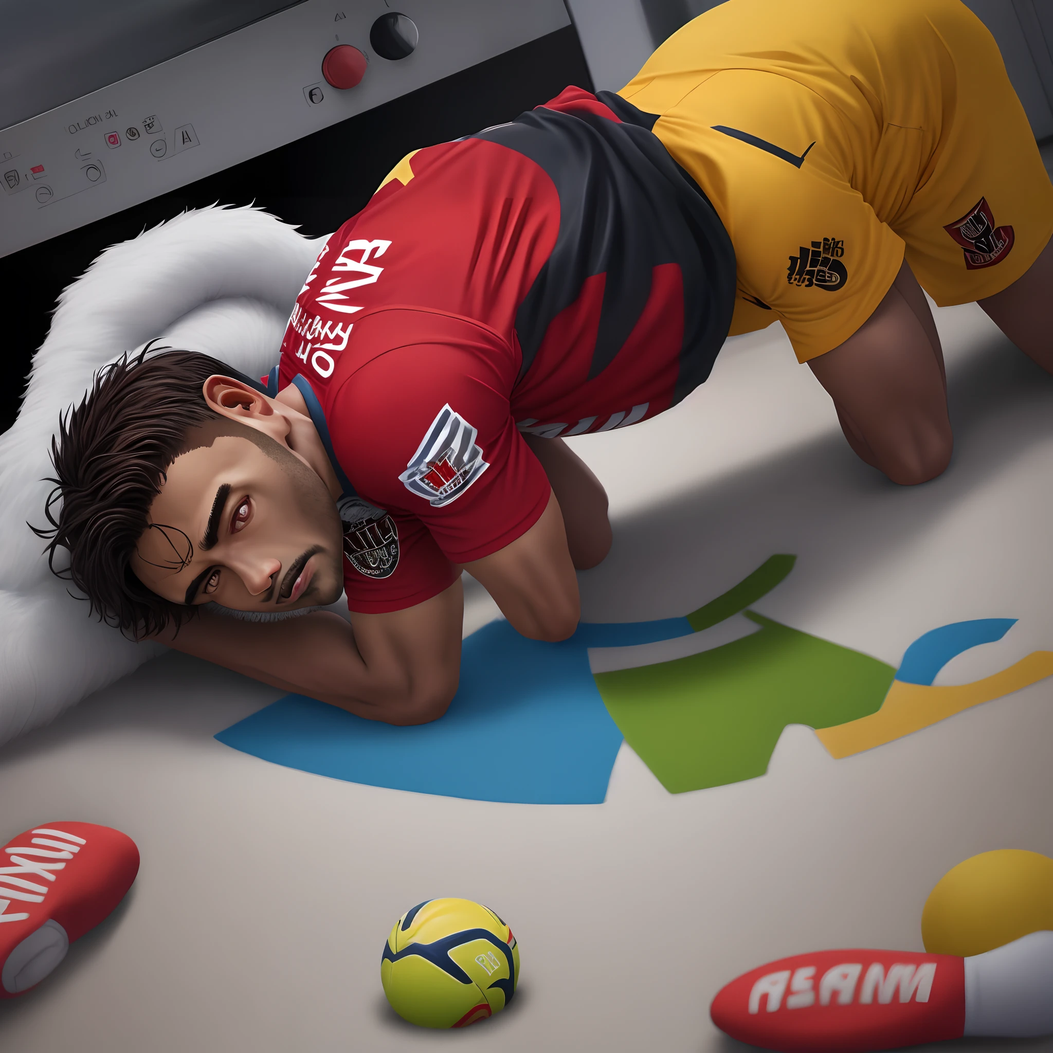 Criar imagem de um secador vermelho com o simbolo do time Flamengo, soltando ar