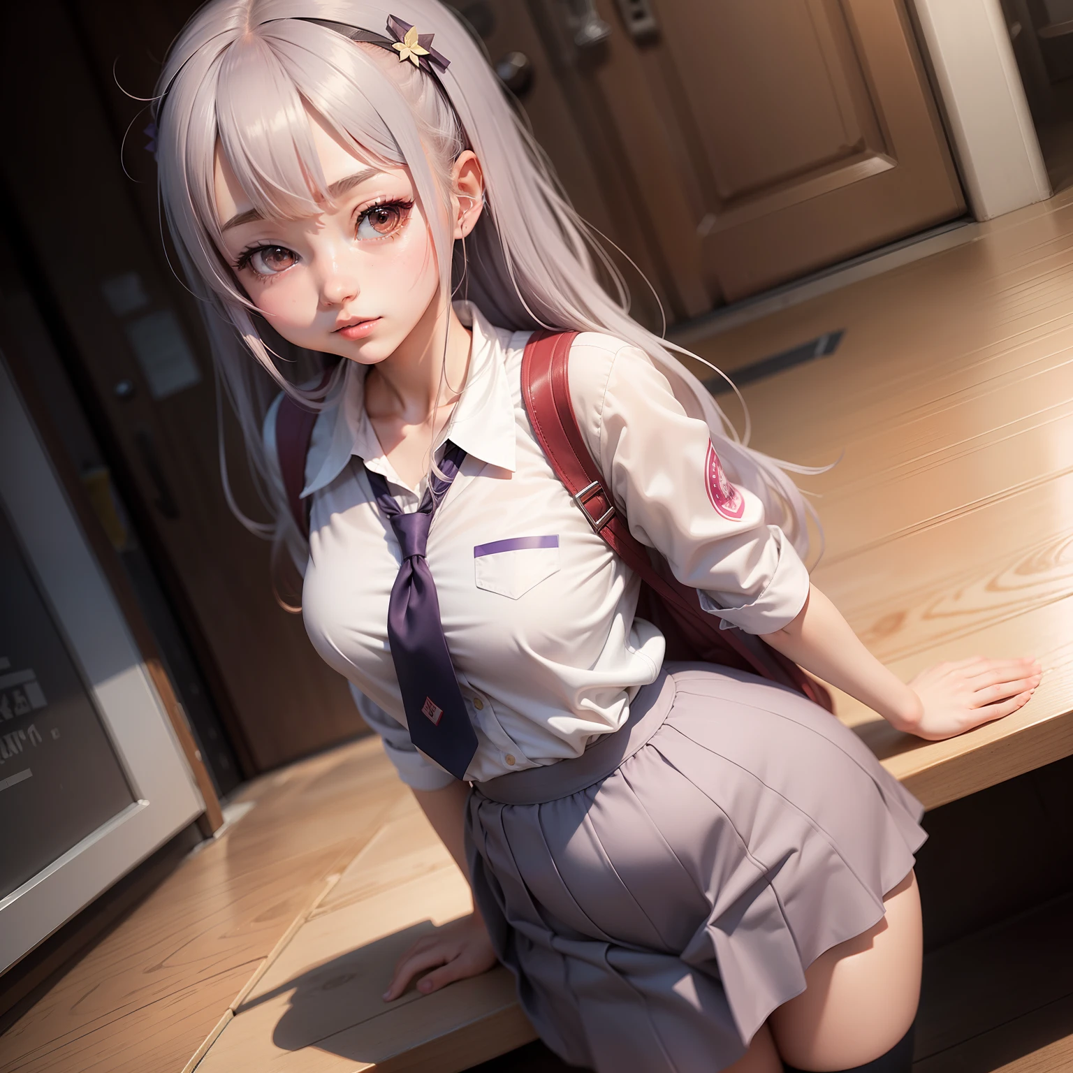 Miu shirumine, 1gilr, 19 year old, school dress,