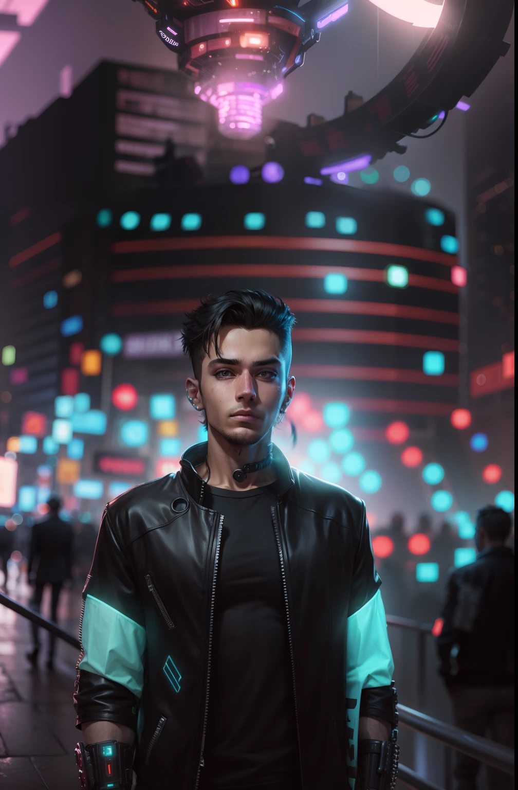 Change background, cyberpunk handsome boy